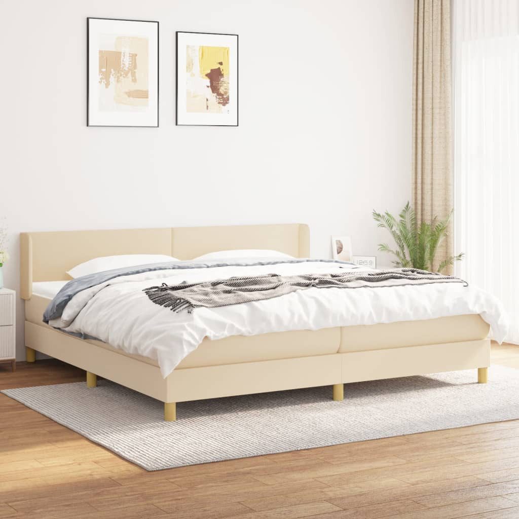 vidaXL Boxspringbett Boxspringbett mit Matratze Creme 200x200 cm Stoff Bett günstig online kaufen