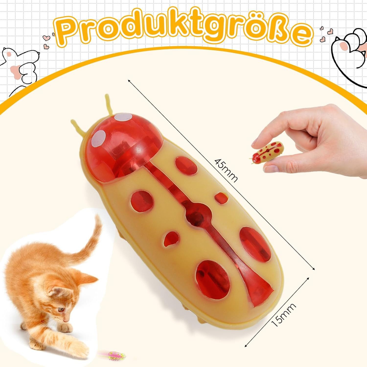 Mrilary Tierkuscheltier 5 Stück Mini Käfer Katzenspielzeug - Elektrisches Interaktives, (5-tlg)