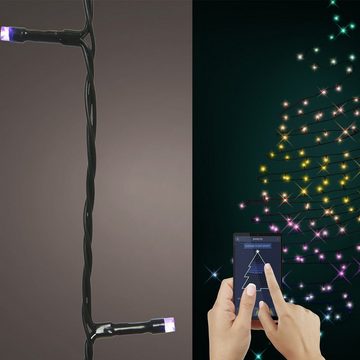 Lumineo LED-Lichterkette LED Lichterkette App gesteuert farbwechselnde LED Funktionen grün, 200-flammig