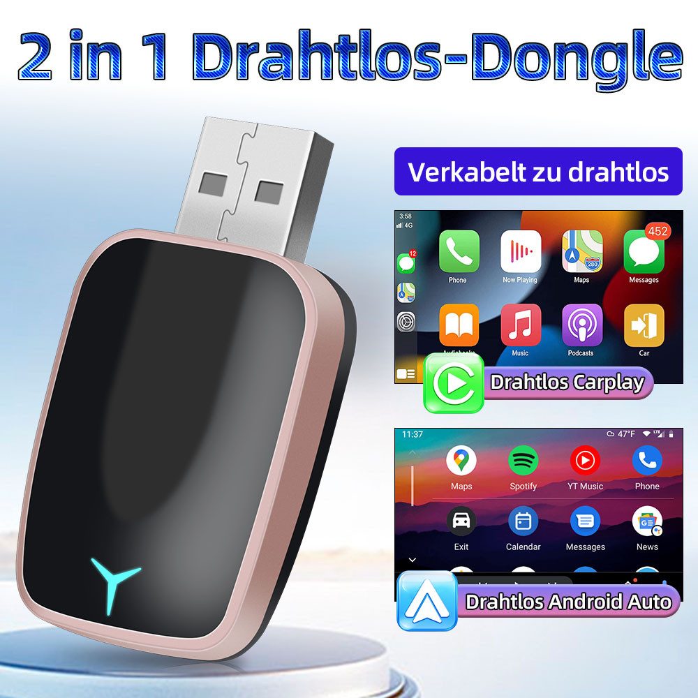 Wireless-Adapter für Apple CarPlay & Android Auto–USB/Type-C Adapter