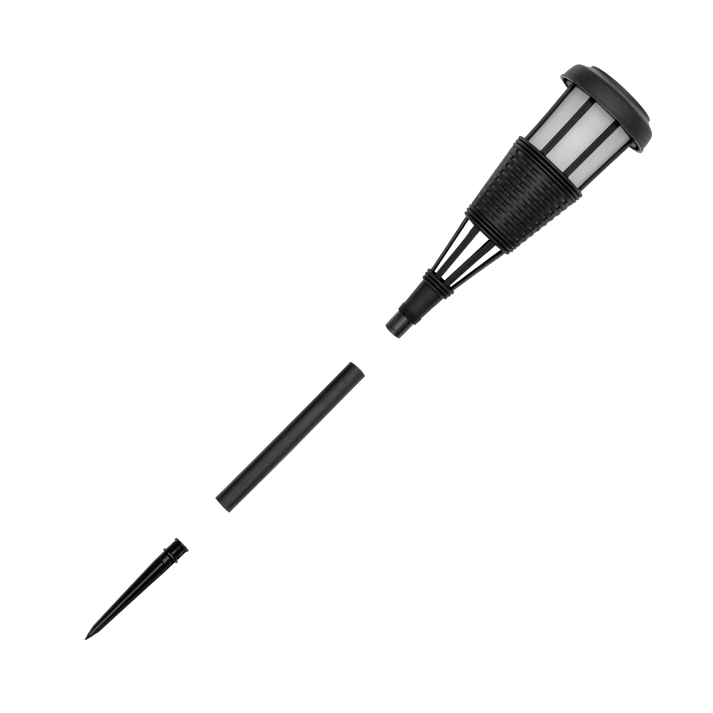 Spetebo LED Gartenfackel in Rattan Optik - Solarleuchte 48 x 10 cm, Solarlampe, LED fest integriert, warm weiß, mit Flackereffekt