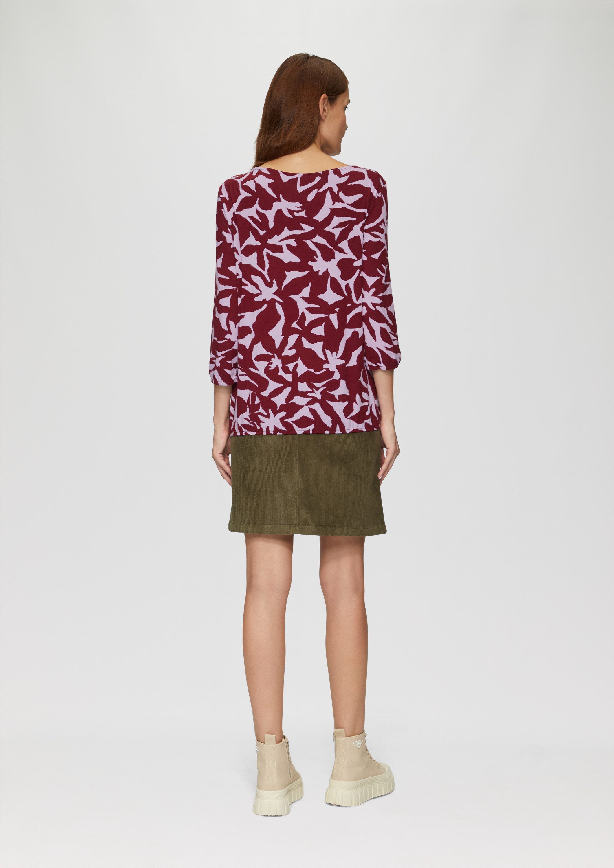 s.Oliver 3/4-Arm-Shirt T-Shirt Shirt mit All-over-Print aus Viskosestretch