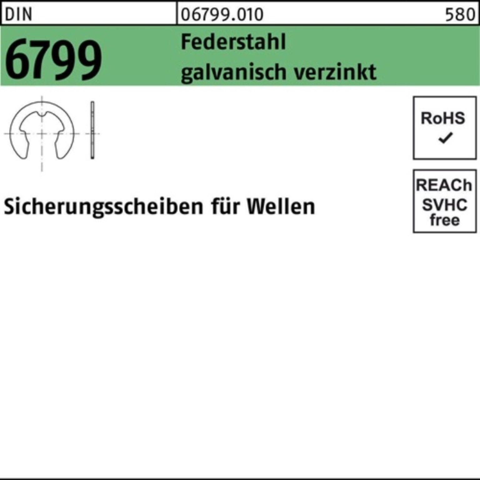Reyher Sicherungsscheibe 250er Pack 067990100080000 Sicherungsscheibe DIN 6799 f.Wellen 8 Feder