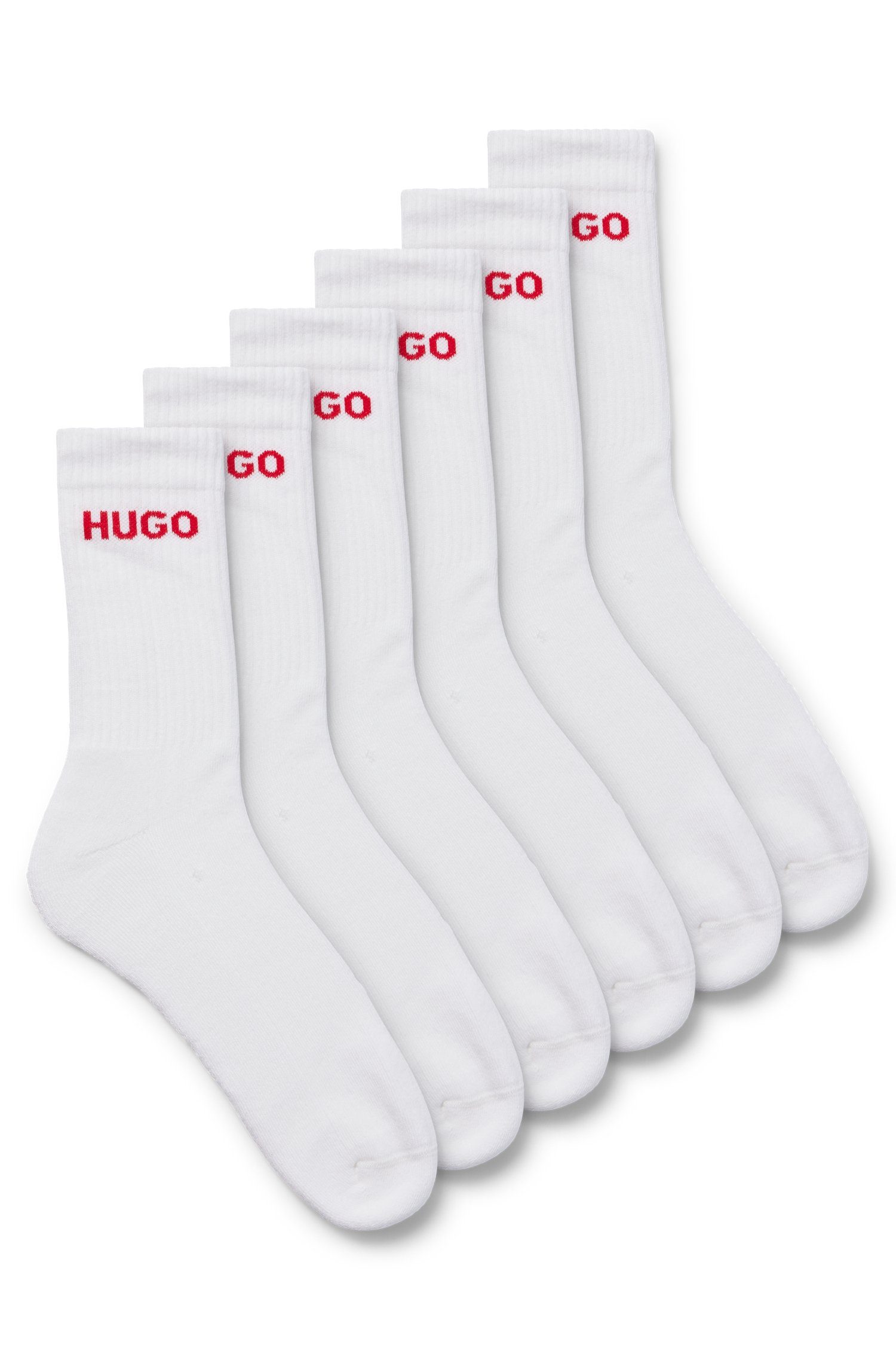 6P (Packung, LOGO RIB 2er Pack) QS Logo BOSS CC Socken eingestricktem mit HUGO White