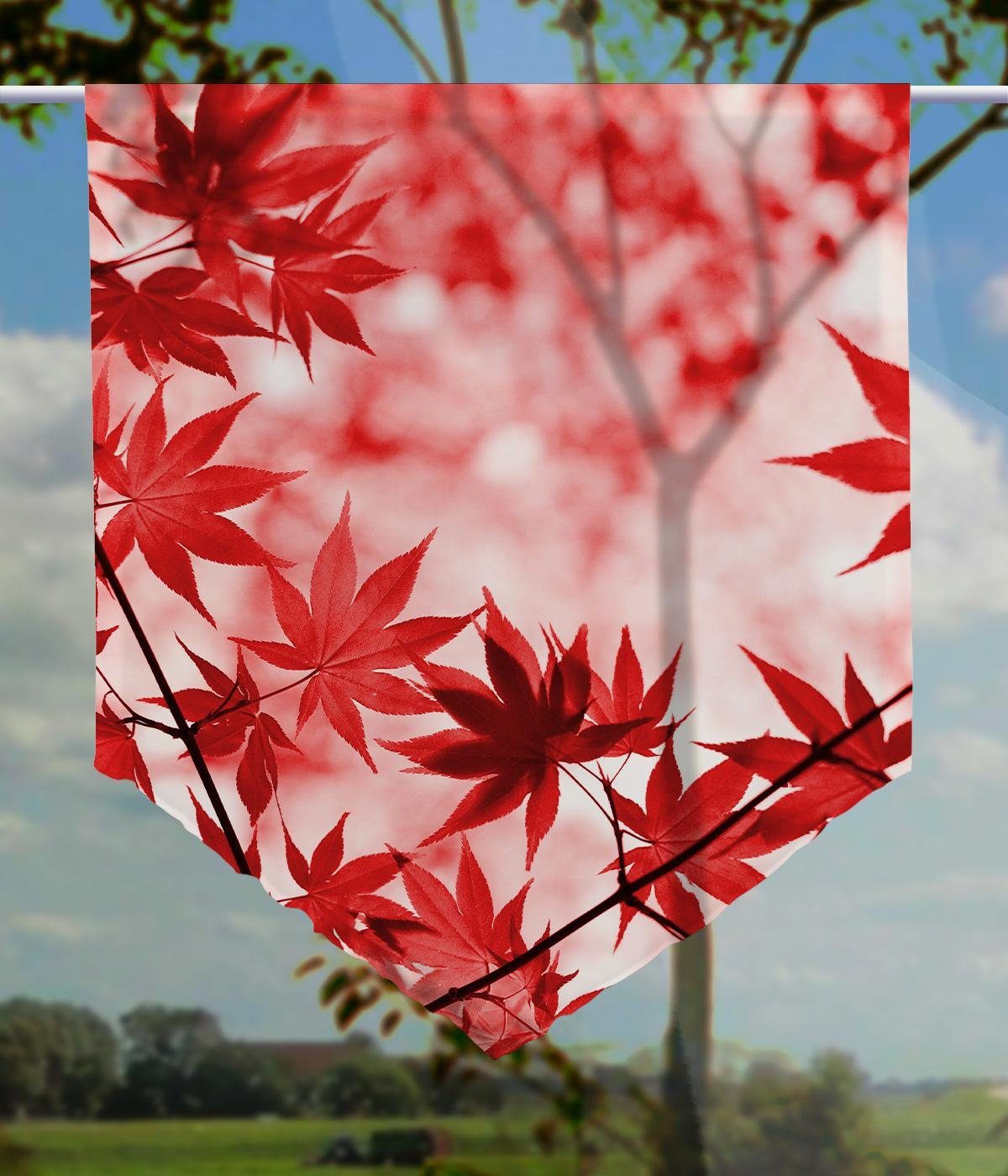 gardinen-for-life Scheibengardine Scheibenhänger spitz "Roter Herbst", günstig online kaufen