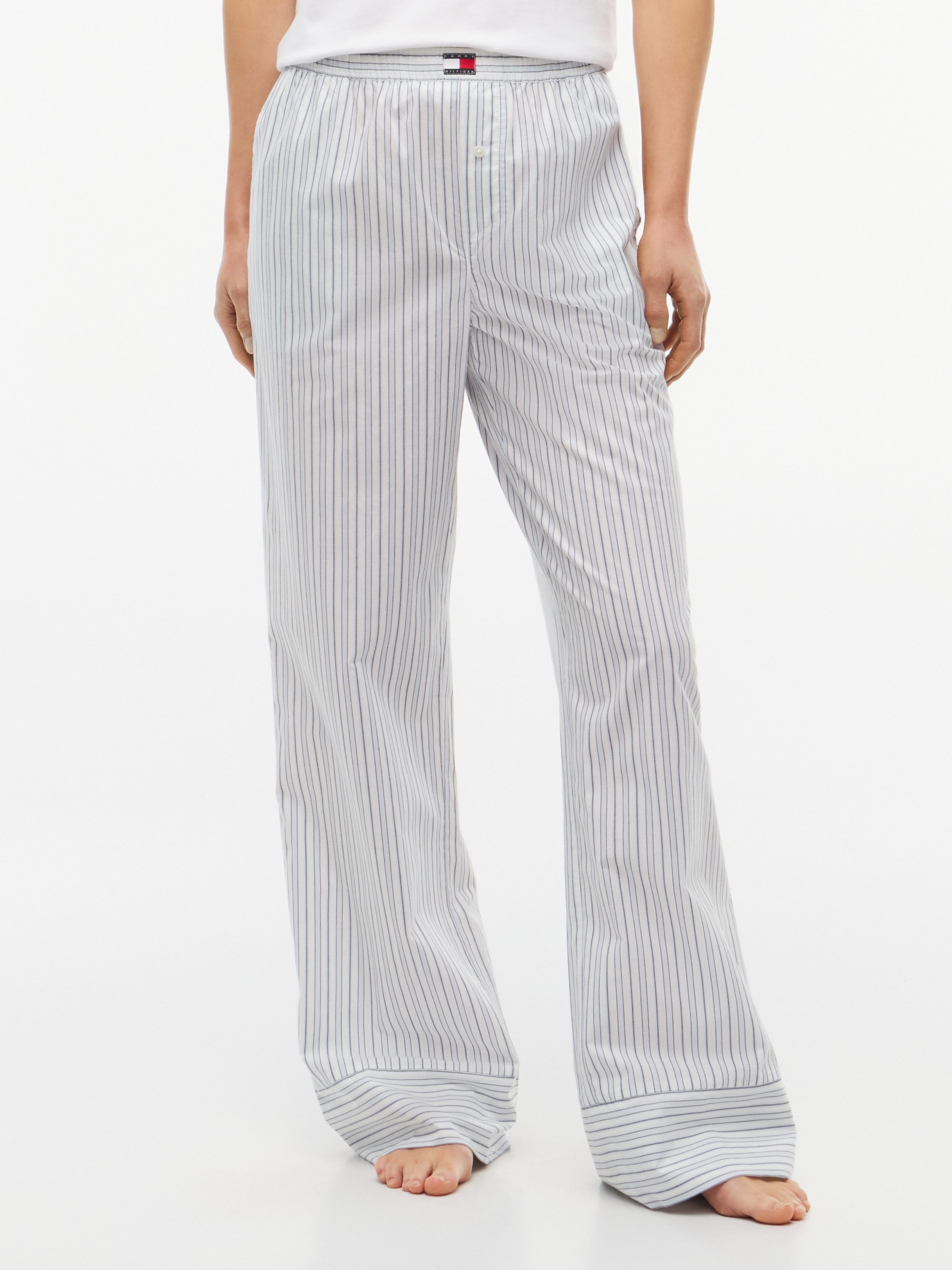 Tommy Hilfiger Underwear Pyjamahose POPLIN STRIPE PANTS mit Elastikbund mit Label-Aufnäher