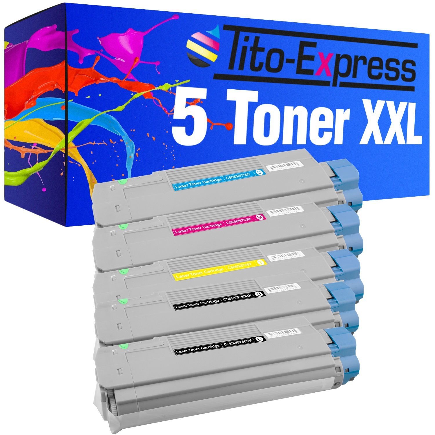 Tito-Express Tonerpatrone 5er Set ersetzt Oki C 5650 Oki C-5650 OkiC5650, für C5650 C5650N C5650DN C5750 C5750N C5750DN