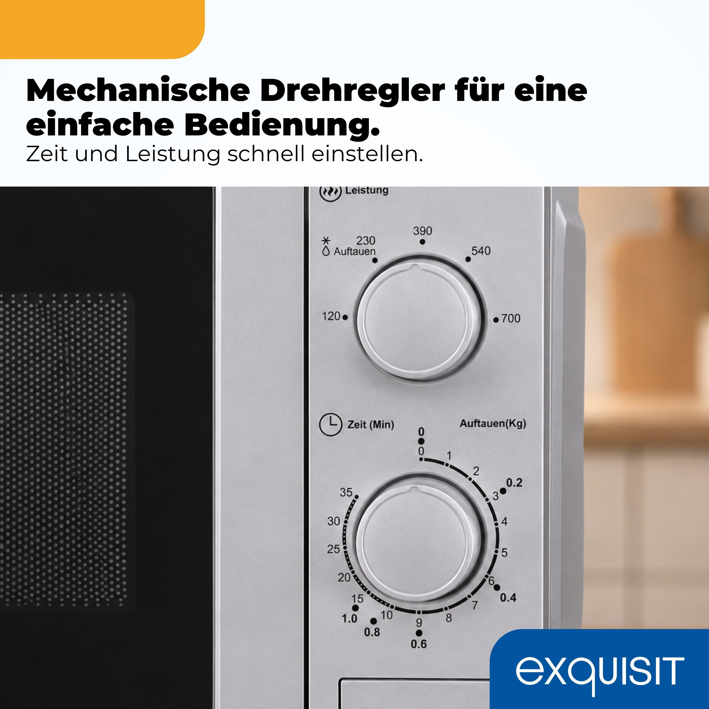exquisit Mikrowelle MW 802, Mikrowelle, 20,00 l, 20 Liter, 25,5 cm Drehteller, inkl. Timer, einfach Bedienung, 700 Watt – Bild 4 von 5