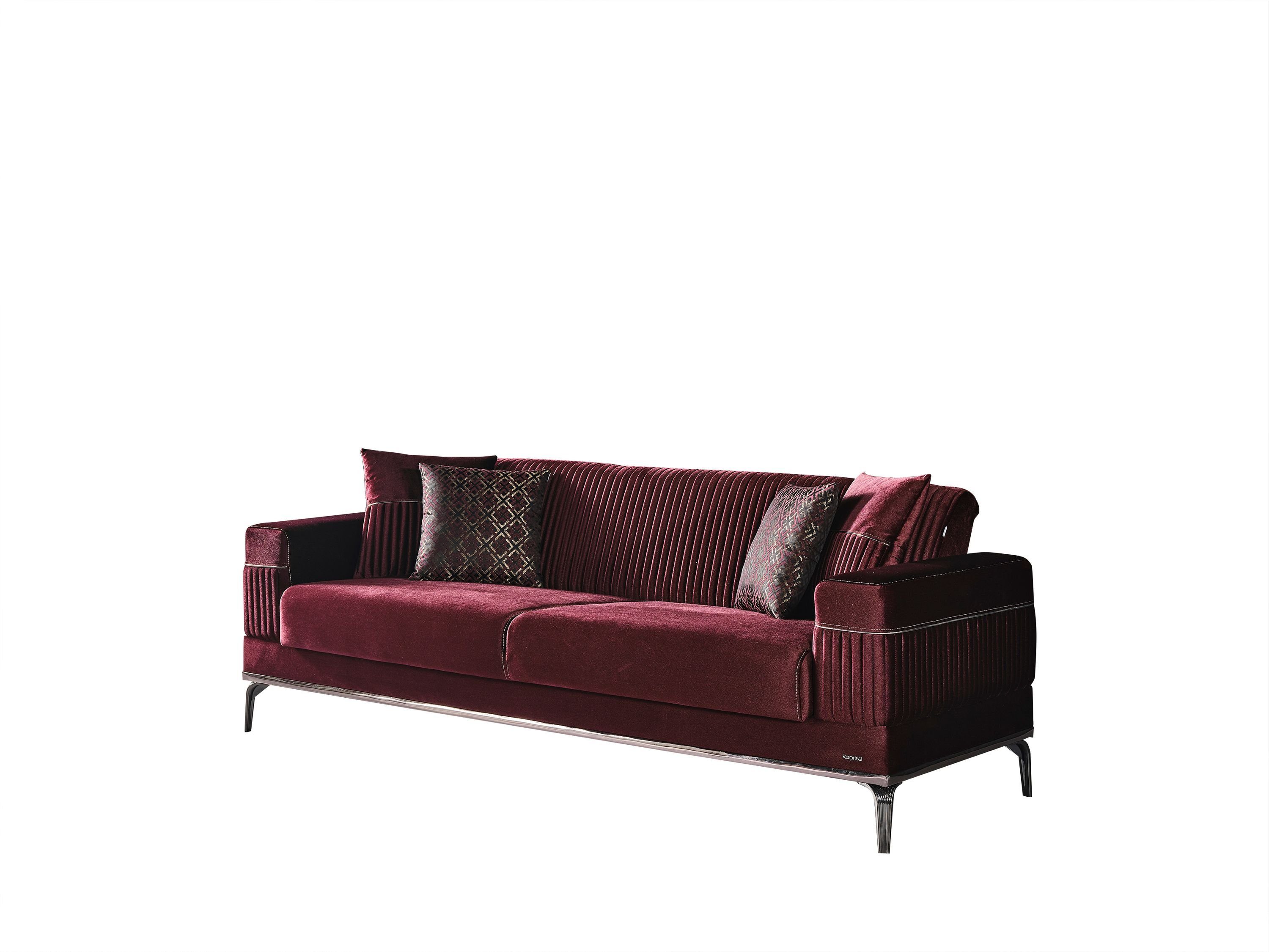 Villa Möbel Handmade Sofa Teil, Rot Mikrofaser Quality,strapazierfähiger 1 Cusco, Bordeaux Samtstoff