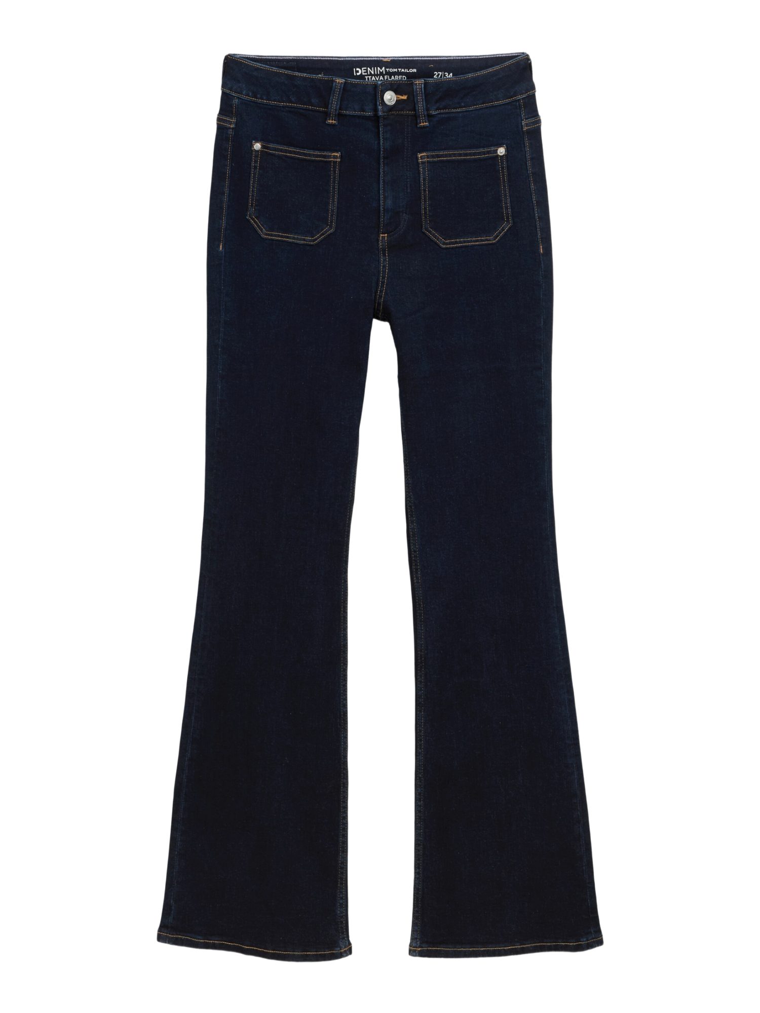 TOM TAILOR Denim Schlagjeans H blau,Casual,Baumwolle,Unifarben,Flared Fit
