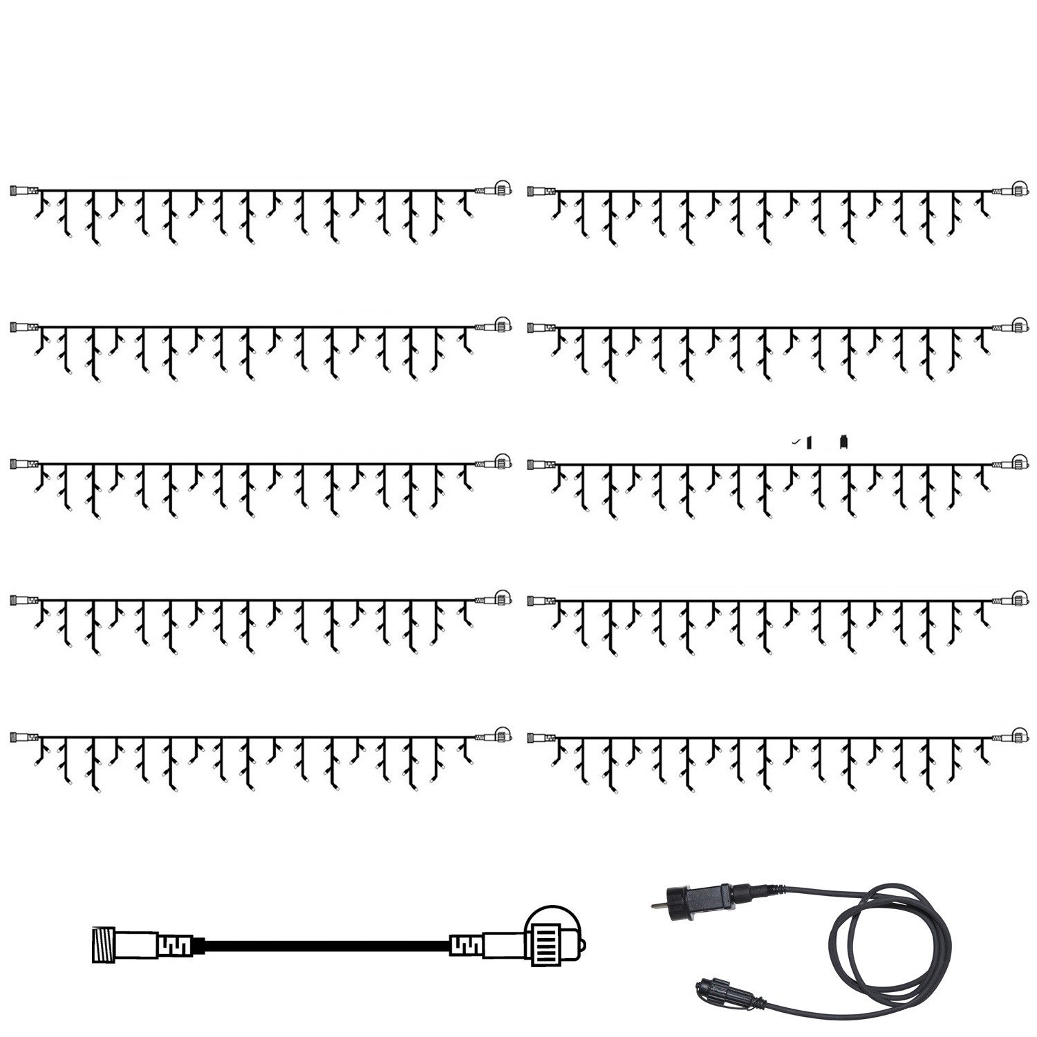 STAR TRADING LED-Lichtervorhang SYSTEM 24 KOMPLETT SET 30m Lichterkette Eisregen Icicle f. Dachrinne, 490-flammig