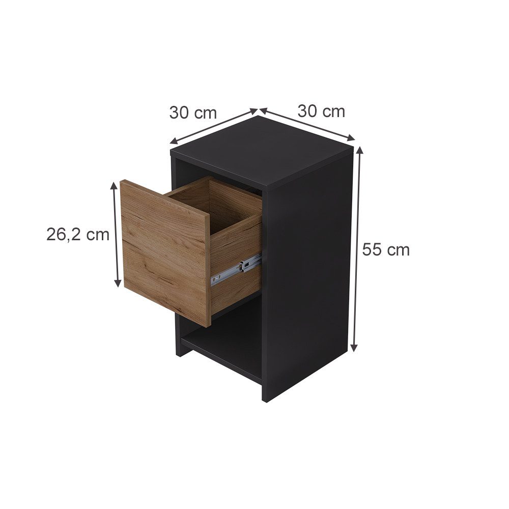 Vicco Nachtschrank Evo, Anthrazit/Goldkraft Eiche, 2er Set günstig online kaufen