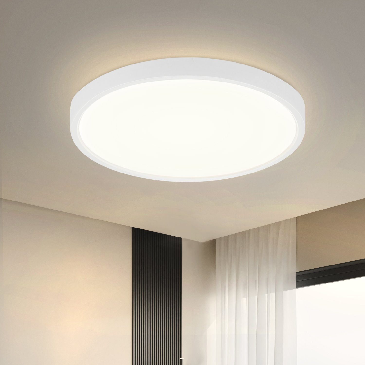 LED weiß Selbstmontage Nicht Schlafzimmer, fest 4000k, Design, Deckenleuchte 15W ∅22cm integriert, Wasserdicht LED IP44 einfache Dimmbar, Hochwertige ZMH