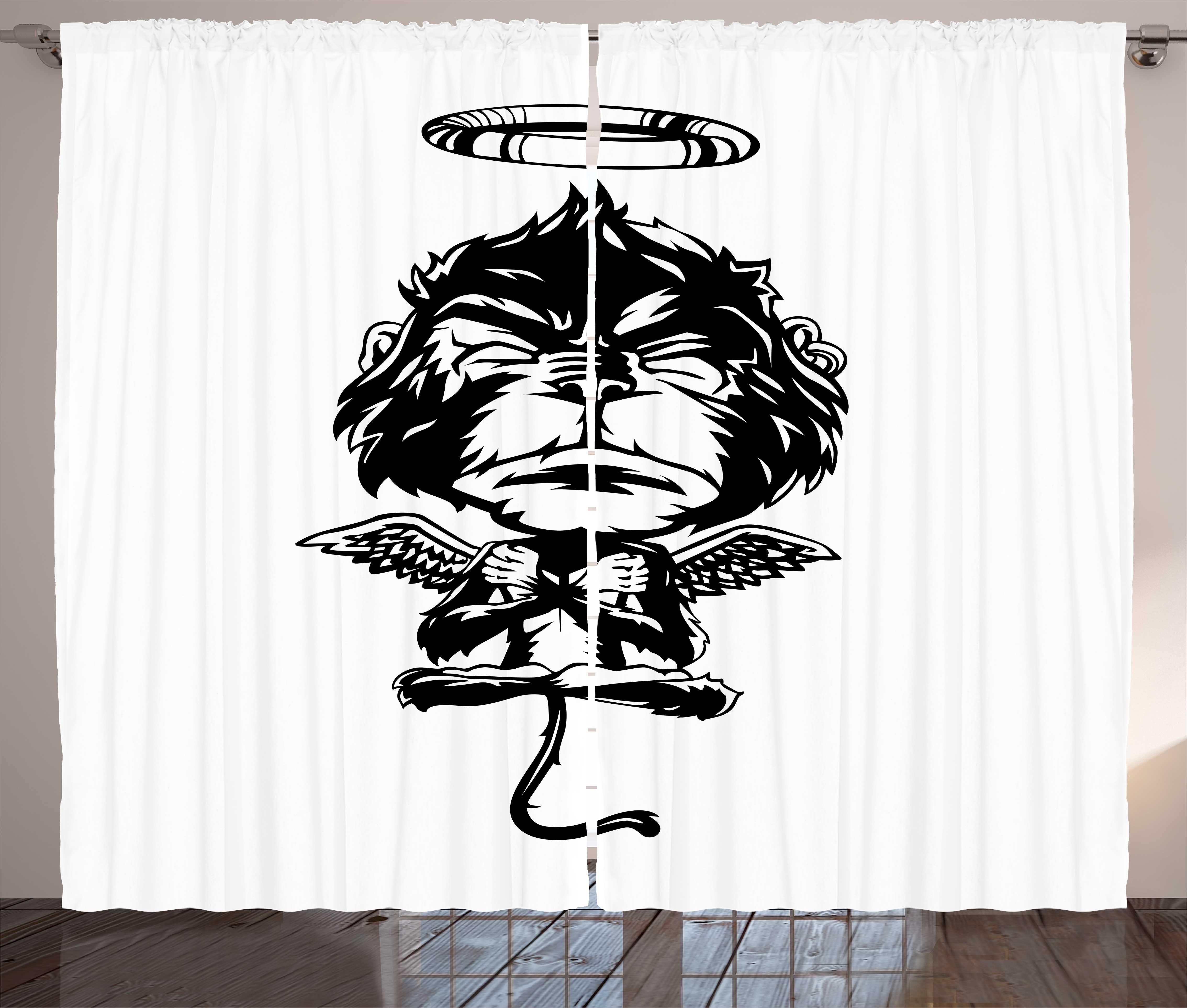 Gardine Schlafzimmer Kräuselband Vorhang mit Schlaufen und Haken, Abakuhaus, Gorilla Angelic Affe mit Flügeln