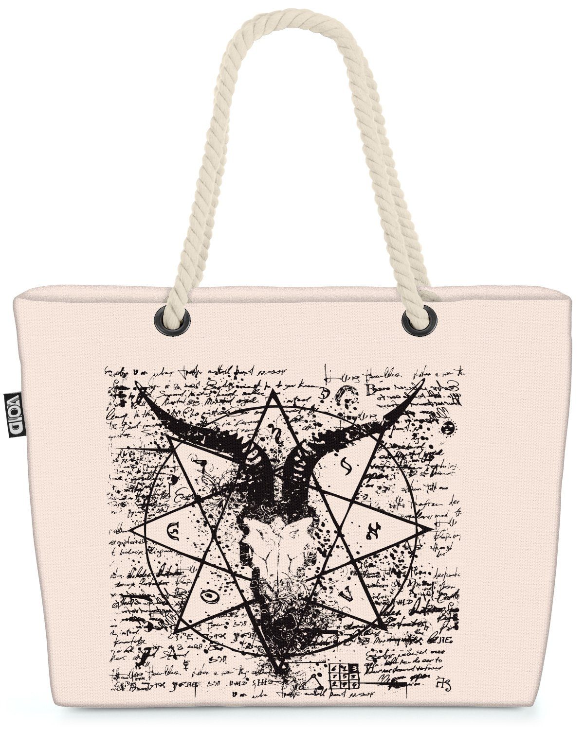 VOID Strandtasche (1-tlg), Teufel Ziege Pentagram Teufel Ziege Pentagram Satanismus Totenkopf Ru