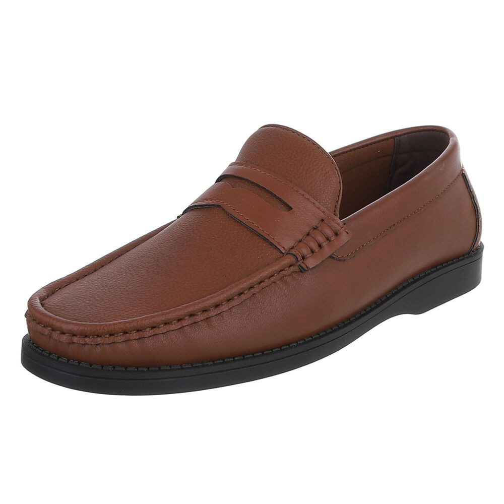 Coolwalk Herren Mokassin Slip-On in Lederoptik, Casual Slipper (91563729) Flach Slipper in Camel