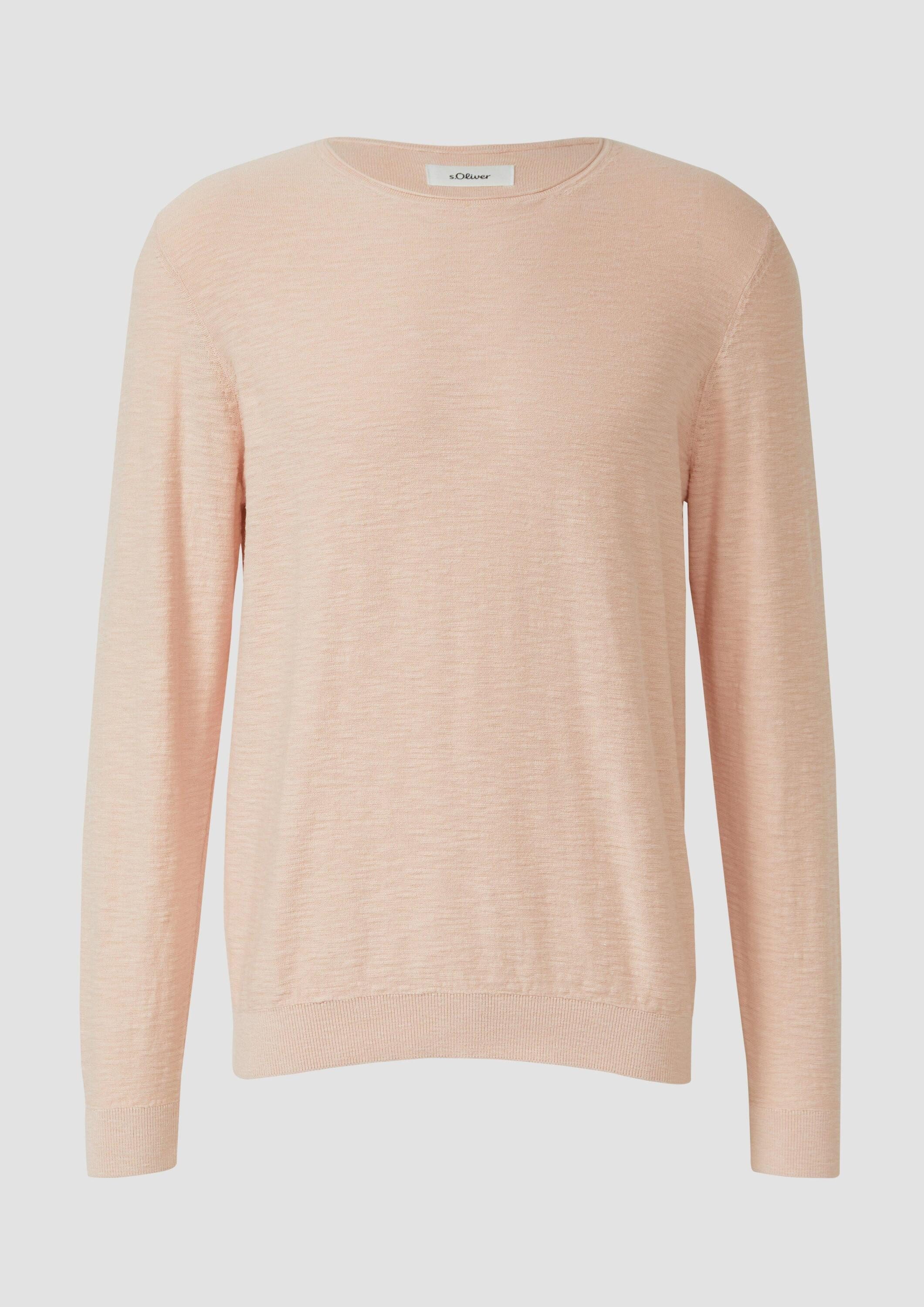 s.Oliver Longpullover Strickpullover Strickpullover mit Flammgarnstruktur und Rollkante