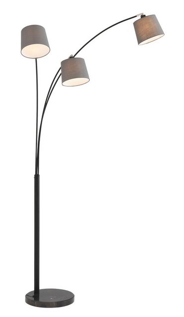 Home affaire Stehlampe »Tannegg«, Stehleuchte / Bogenlampe mit Marmor - Fuß, graue Stoffschirme Ø 14,5-18 cm-Otto