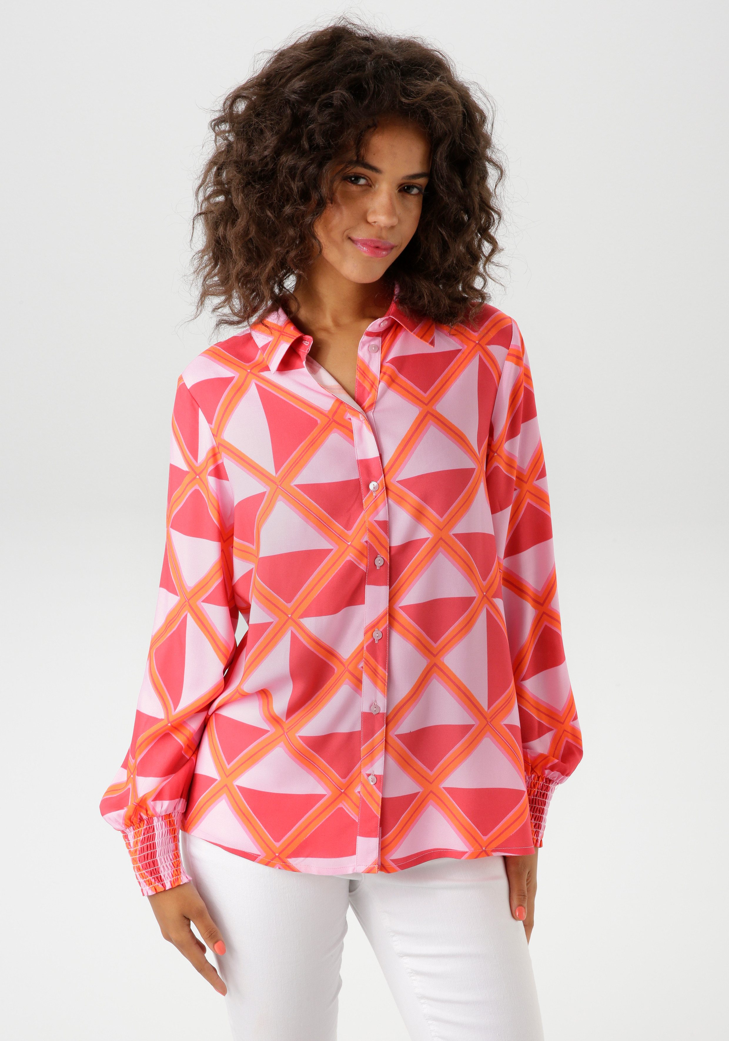 Aniston CASUAL Hemdbluse mit extravaganten, grafischen Druck günstig online kaufen