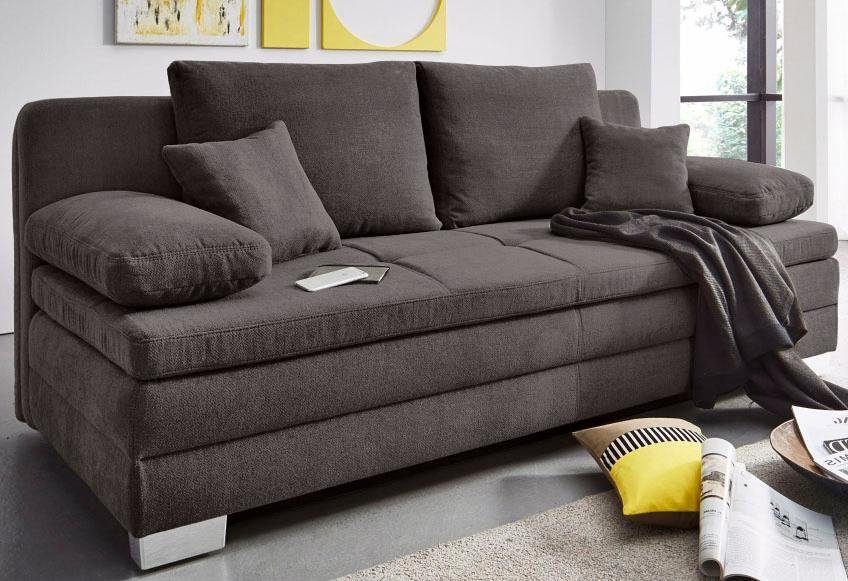 Jockenhöfer Gruppe Schlafsofa Lindau, B: 203 cm, Liegefl. 160x203 cm, mit Schlaffunktion, Bettkasten, Zierkissen & Kaltschaumtopper