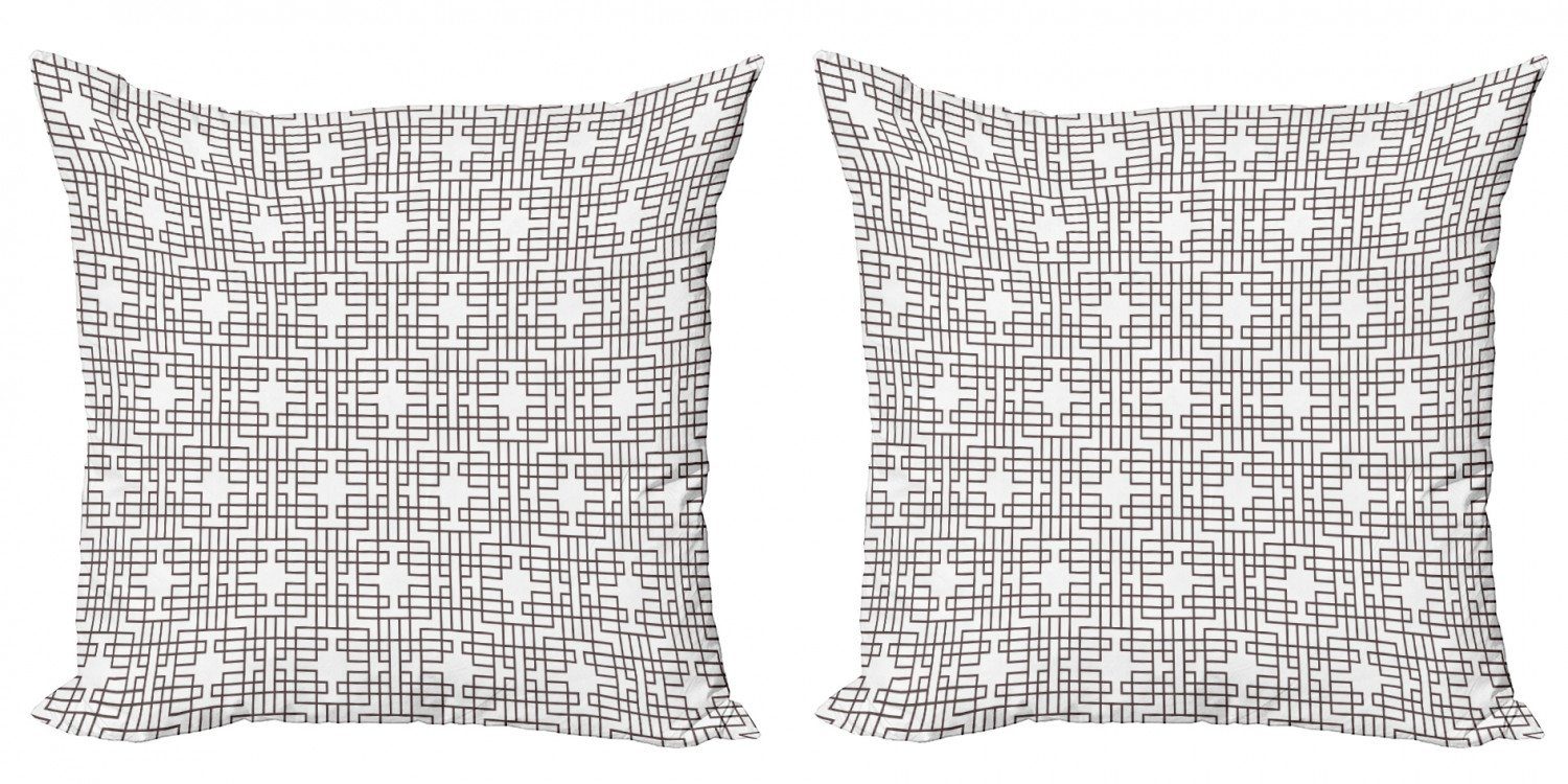 Kissenbezüge Modern Accent Doppelseitiger Digitaldruck, Abakuhaus (2 Stück), Geometrisch Retro Grid Halbton