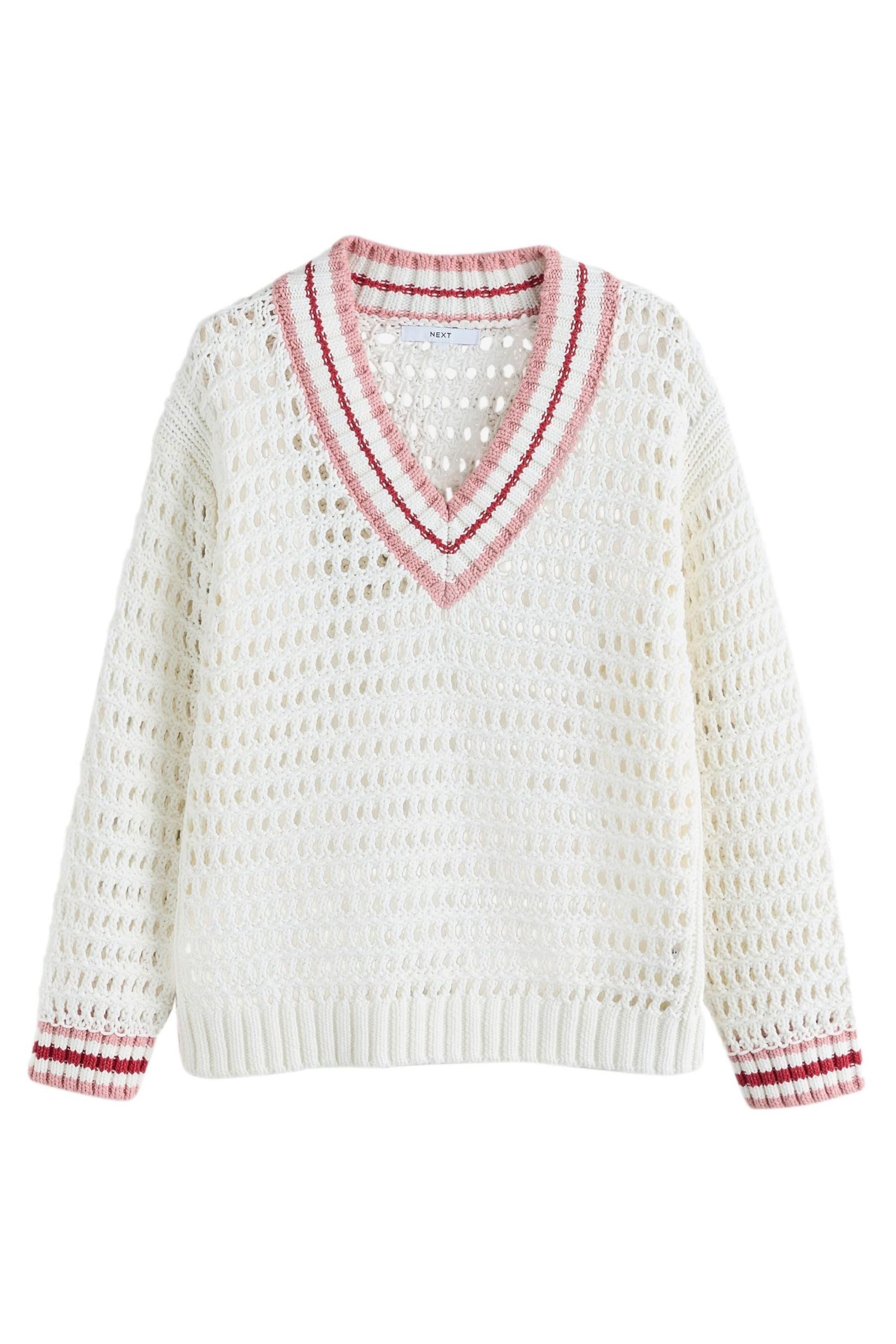 Next V-Ausschnitt-Pullover Strickpullover mit V-Ausschnitt, Mesh + Baumwolle (1-tlg)