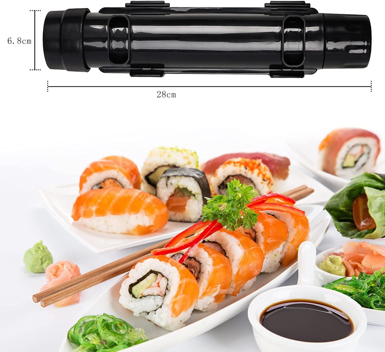 gemeinsame Sushi-Bazooka, Sushi-DIY-Maschine, Zubereitungswerkzeuge Schwarz NUODWELL Sushiteller