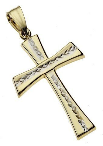 Firetti Kreuzanhänger Schmuck Geschenk Gold 333 Halsschmuck Anhänger für Halskette Kreuz