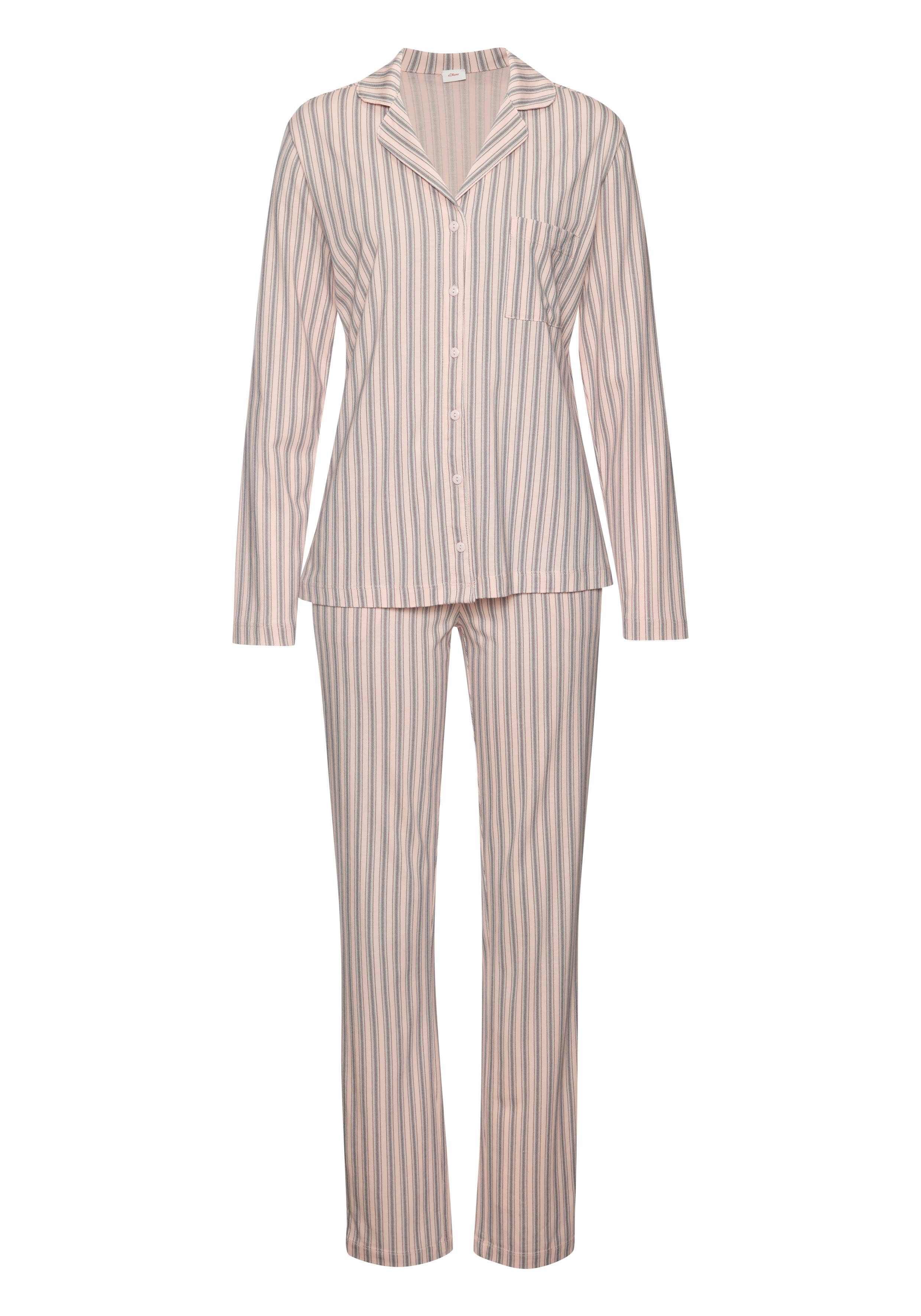 s.Oliver Pyjama, (Set, 2 tlg.), im klassischen Stil günstig online kaufen