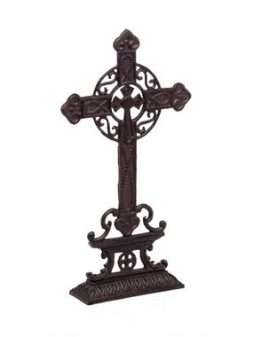 Aubaho Gartenfigur Kreuz Kruzifix im Nostaligie Anitk Stil Eisen 38cm Eisen Deko Iron Cro