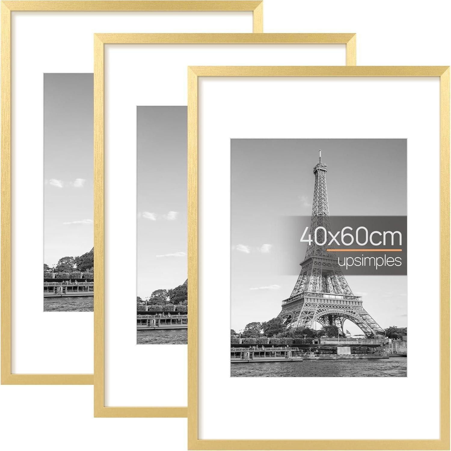 LuxusKollektion Bilderrahmen-Set Bilderrahmen 40x60 Gold 3er Pack Poster Fotos 40x60cm Gold