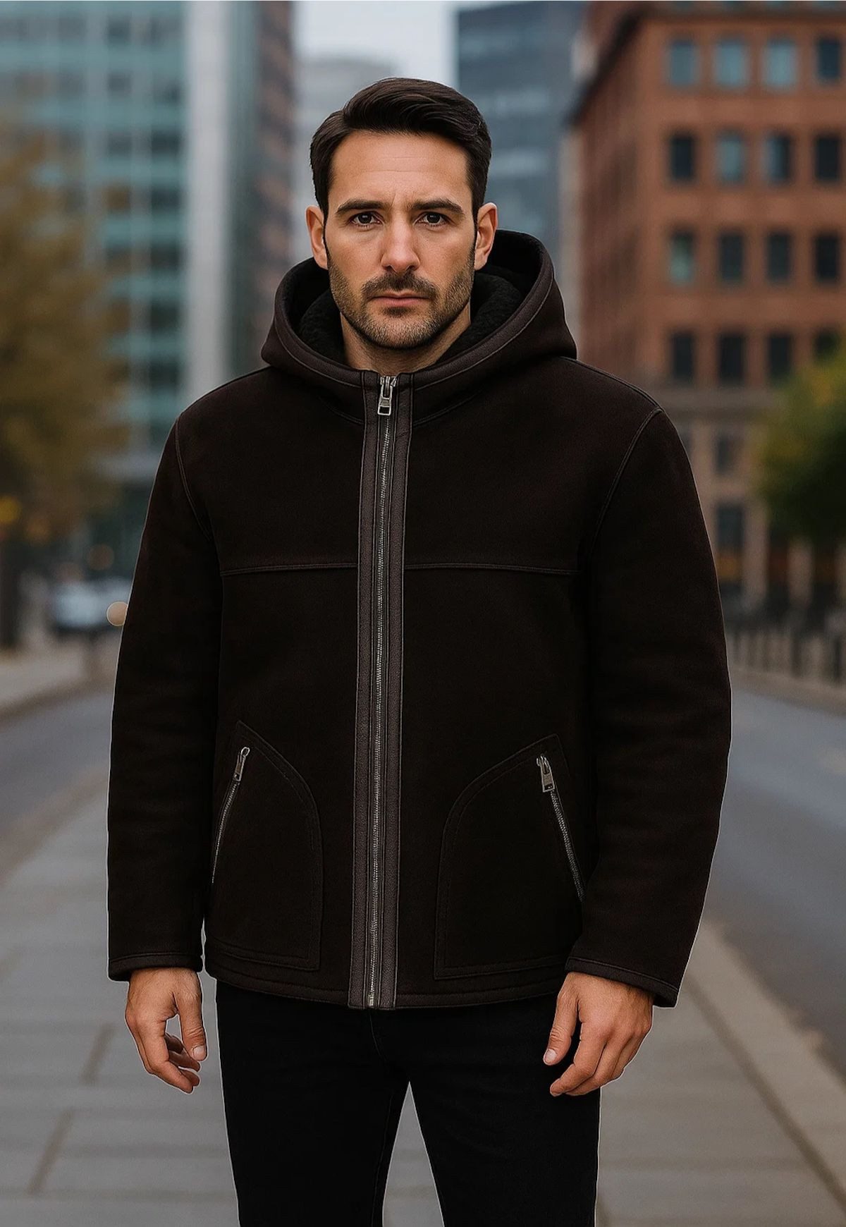 Hollert Winterjacke Jacke Torino - Edles Lammleder & Gelocktes Merino- Fell