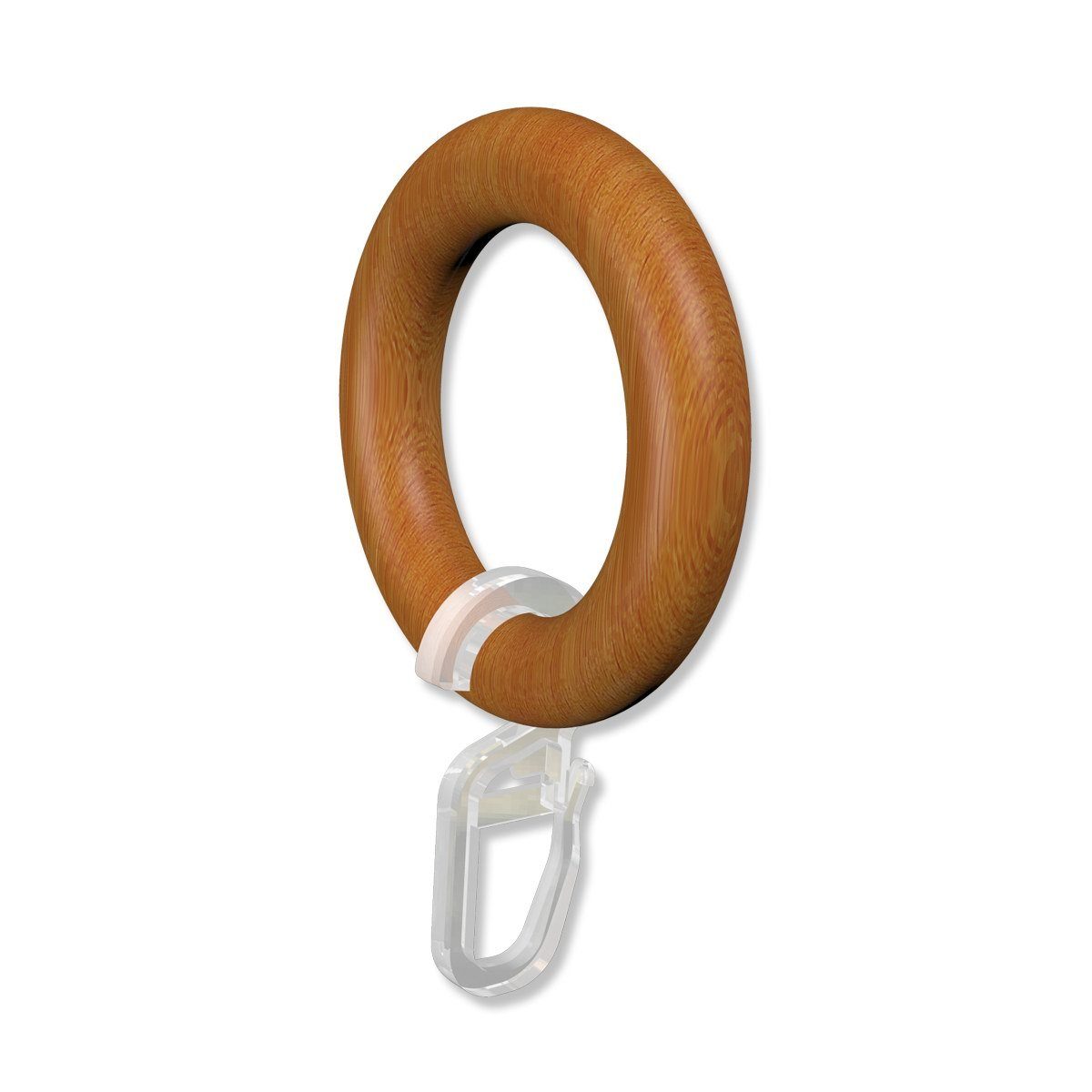 INTERDECO Gardinenring Rundringe mit Faltenhaken, für 20 mm Ø Gardinenstangen, (Packung, 10-St., Kirschbaum lackiert), Holz
