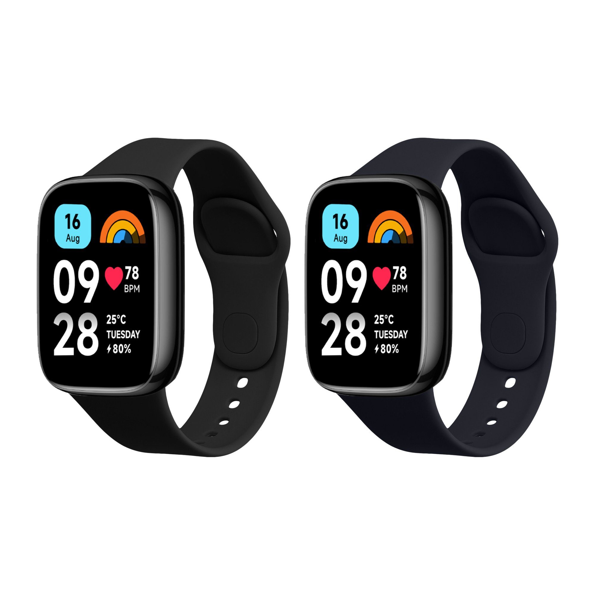 kwmobile 2x Uhrenarmband für Xiaomi Redmi Watch 3 Active Armband Smartwatch, 2-tlg., Fitnesstracker Band Set aus TPU Silikon - Ersatzarmband Smartwatch