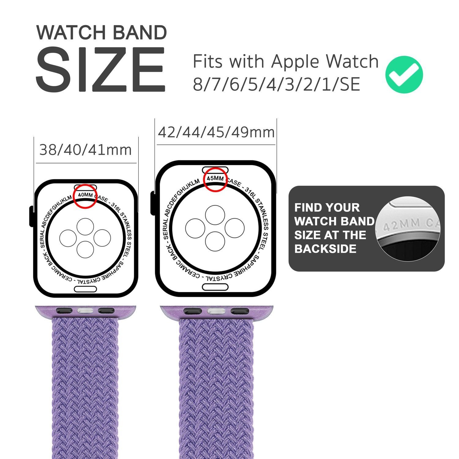Nalia Smartwatch-Armband Apple Watch 38/40/41/42mm, Flecht-Stoff Uhr Ersatzband / Metall-Schließe / Stufenlos verstellbar – Bild 3 von 5