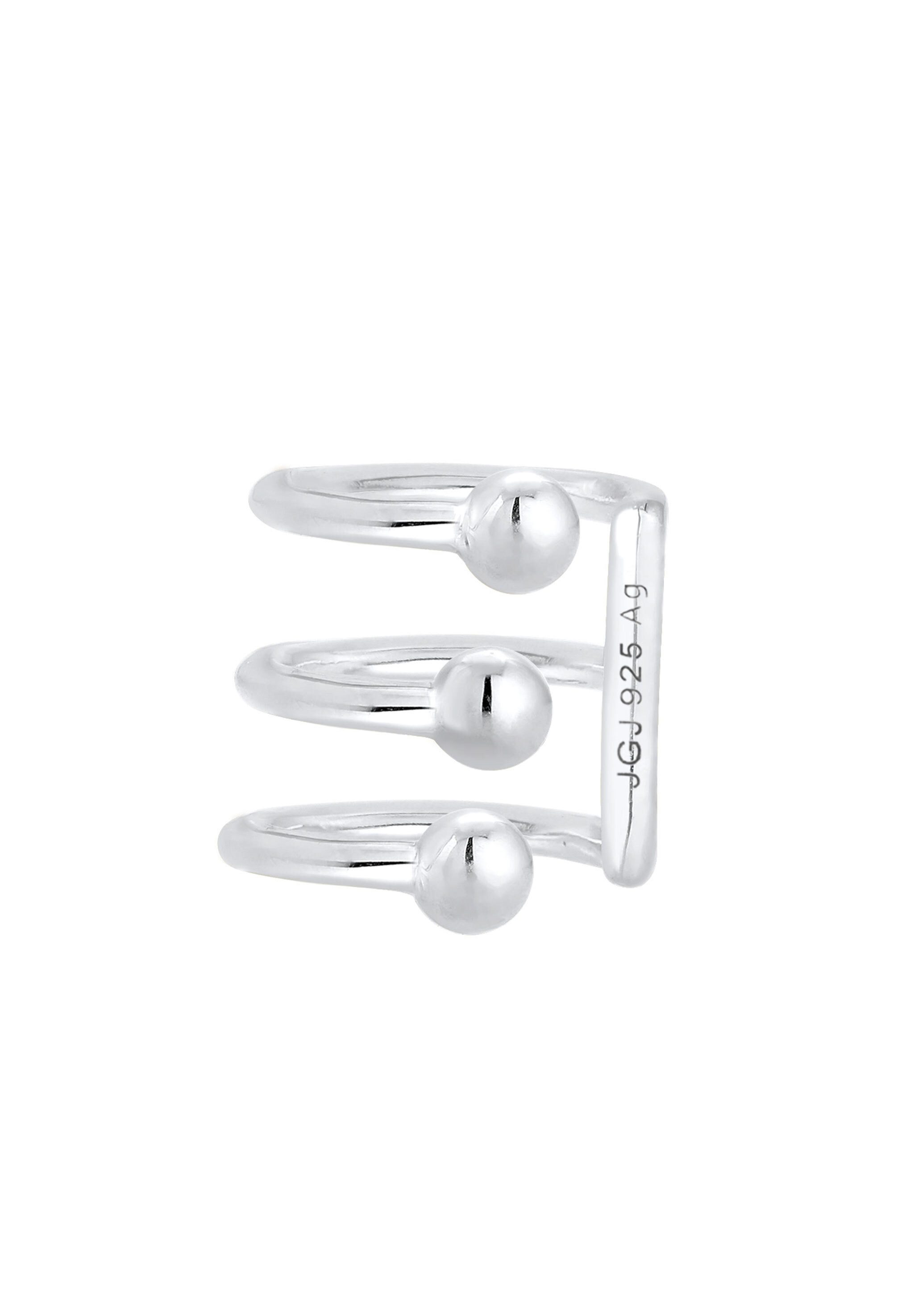 Elli Single-Ohrhaken Ear Cuffs 3er Ohrklemme Kugel Trend 925er Silber