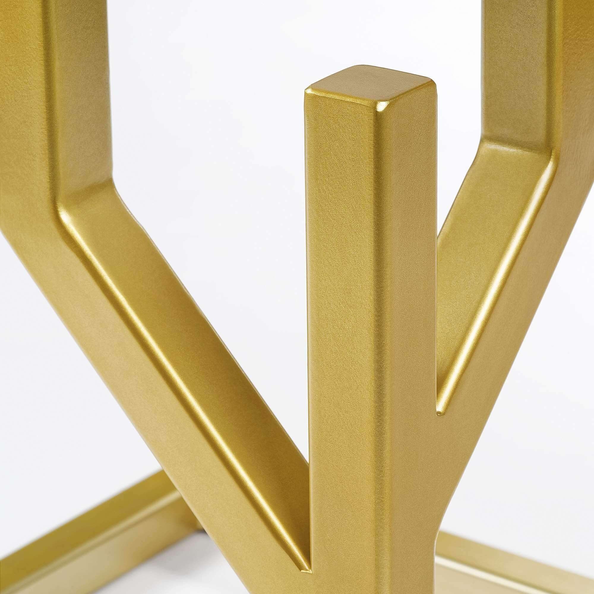 MAGNA Atelier Beistelltisch 50x50x50cm CORAL gold Ablagetisch BAY eckig, Polar Metallgestell, White GLASKERAMIK, mit