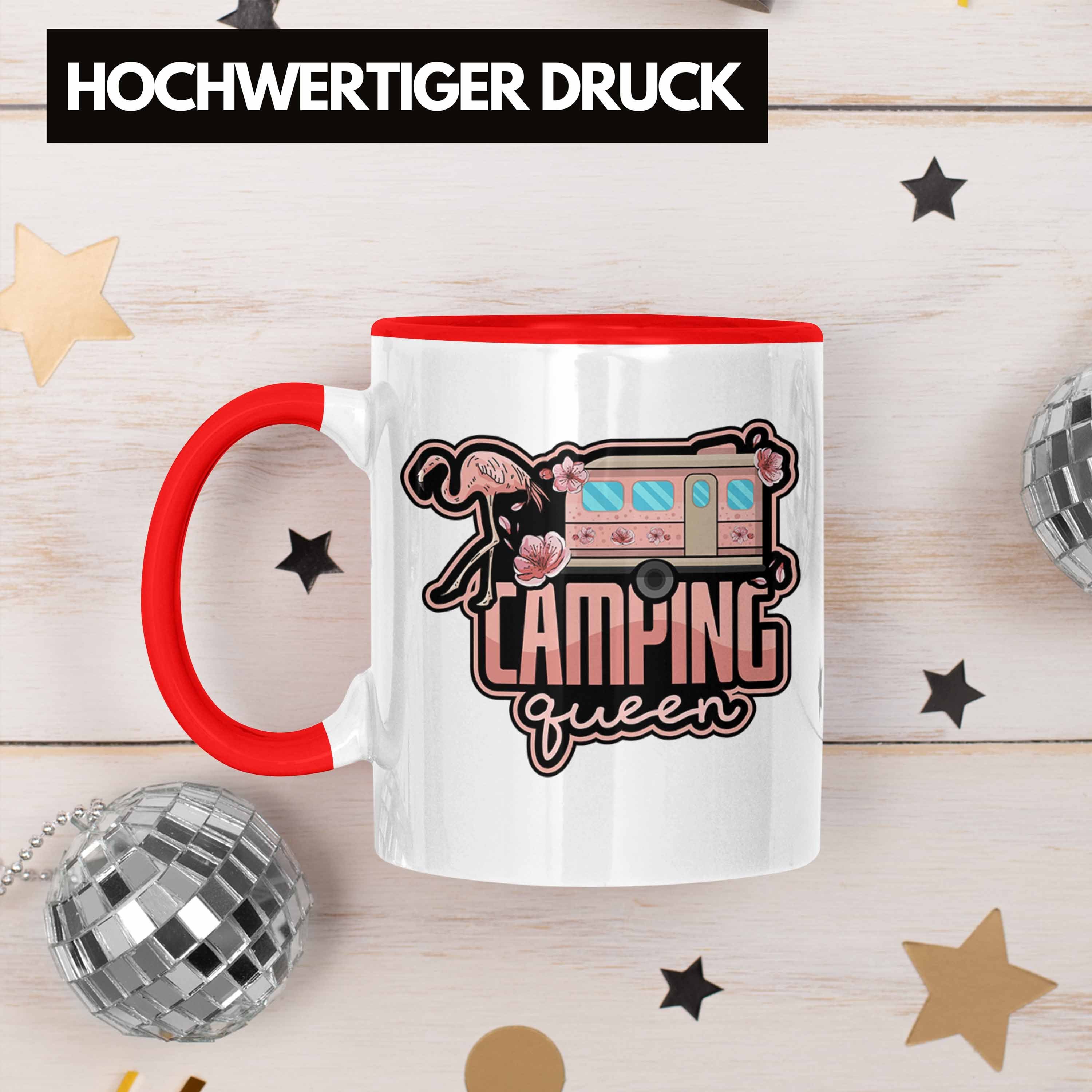 Geschenk Tasse Tasse Trendation Camping Queen Rot Lustiges Spruch Geschenkidee Camperin