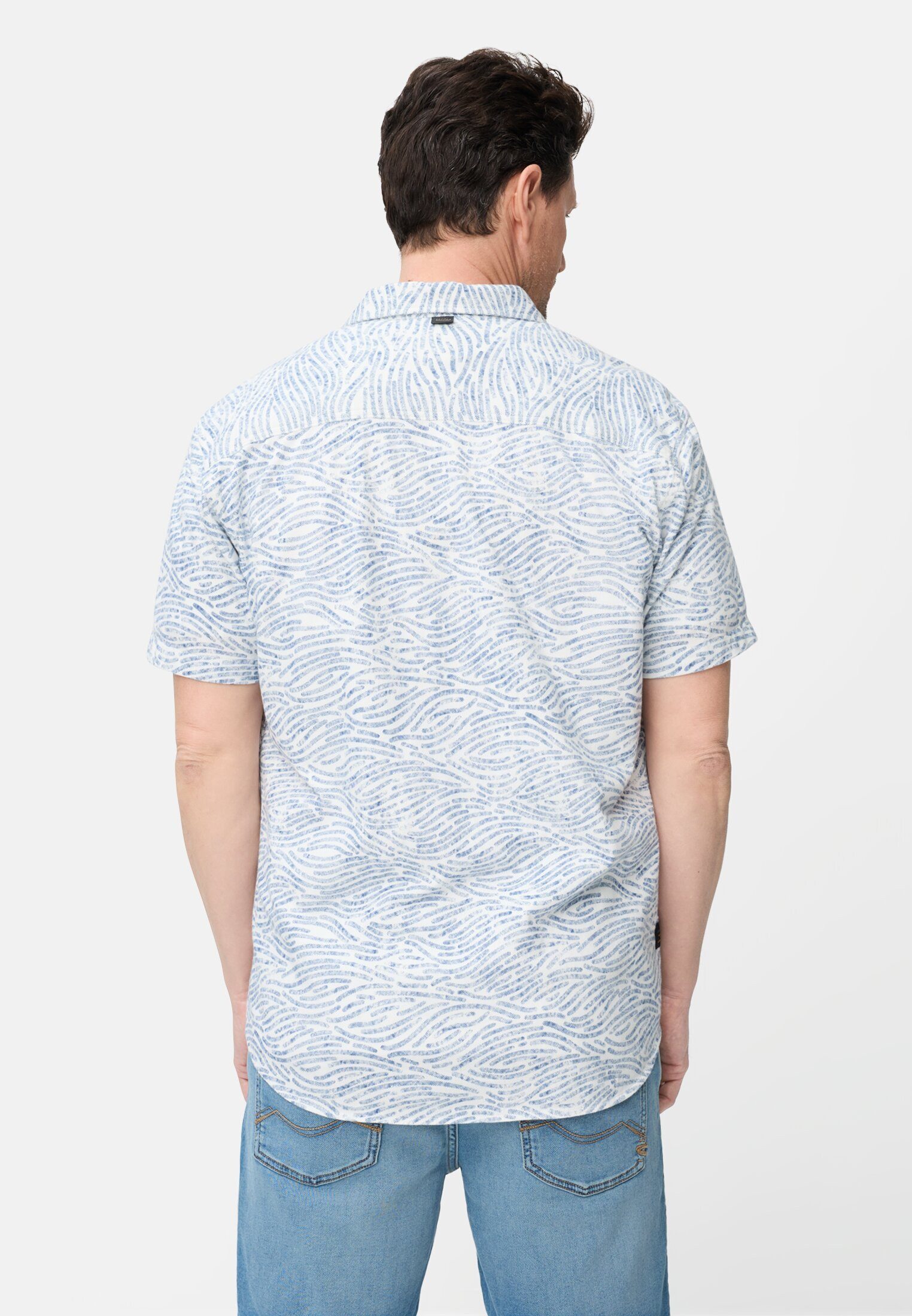 camel active Kurzarmhemd mit Allover-Print Kurzarm Kentkragen