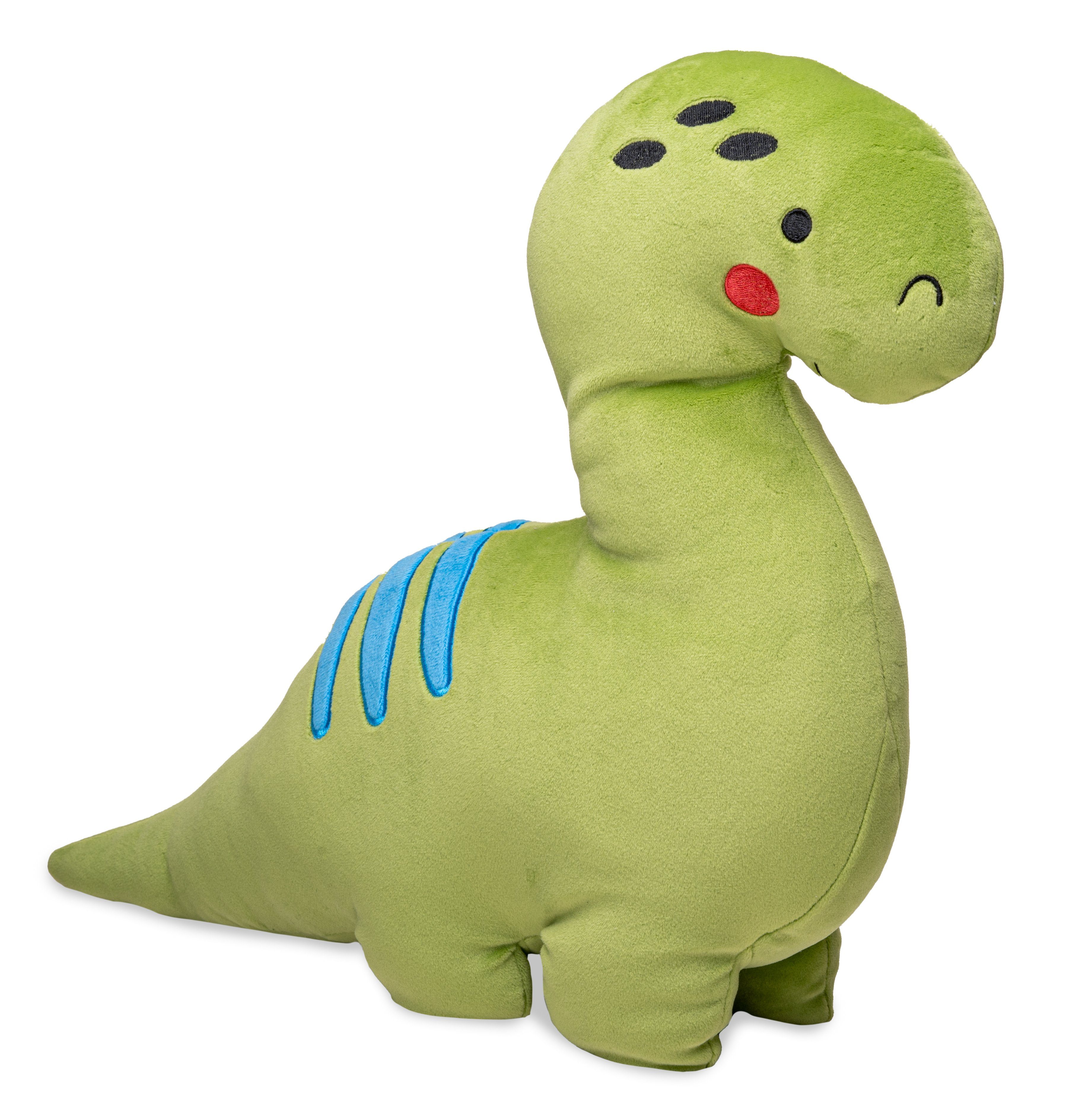 Uni-Toys Kuscheltier Plüsch-Kissen Dinosaurier grün - Länge 38 cm - Plüsch-Dino, Plüschtier, zu 100 % recyceltes Füllmaterial