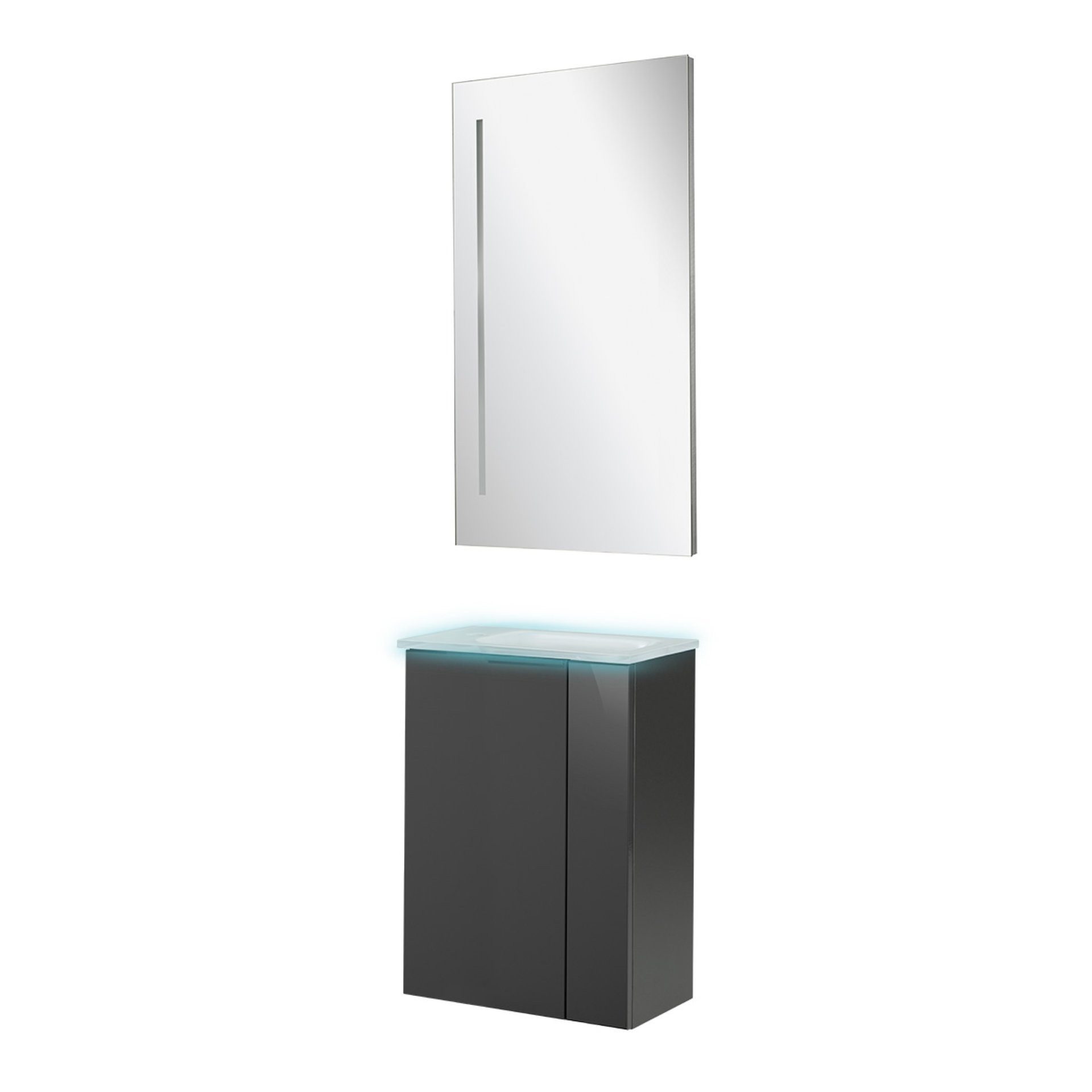 FACKELMANN Badmöbel-Set Gäste-WC Set, Badezimmer-Komplettset, Waschtisch mit Beleuchtung