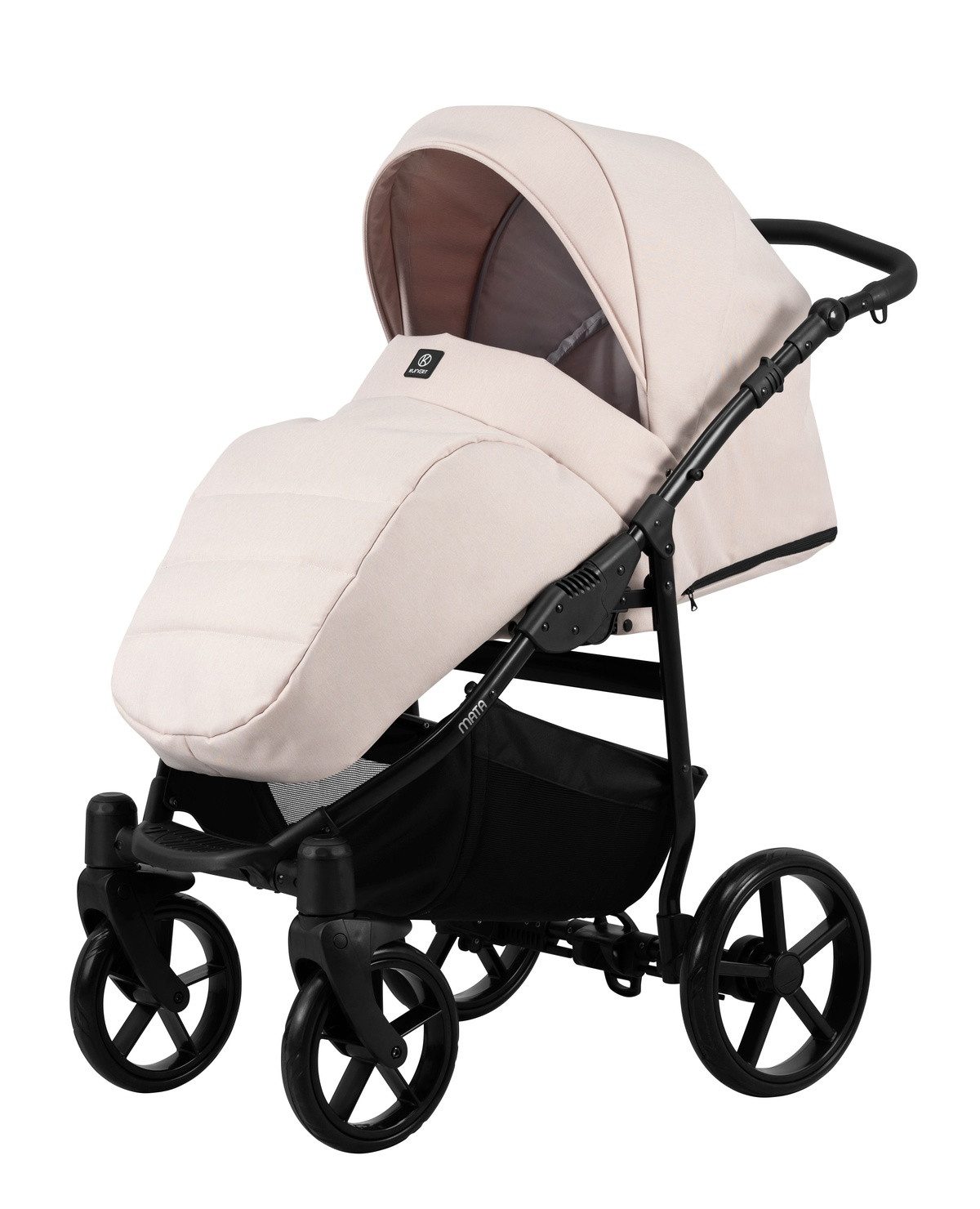 KUNERT Kombi-Kinderwagen 2 in1 MATA mit schwarzem Gestell Graphit – Komfort und Sicherheit, Aluminiumrahmen, verstellbarer Griff, große Gel-Räder