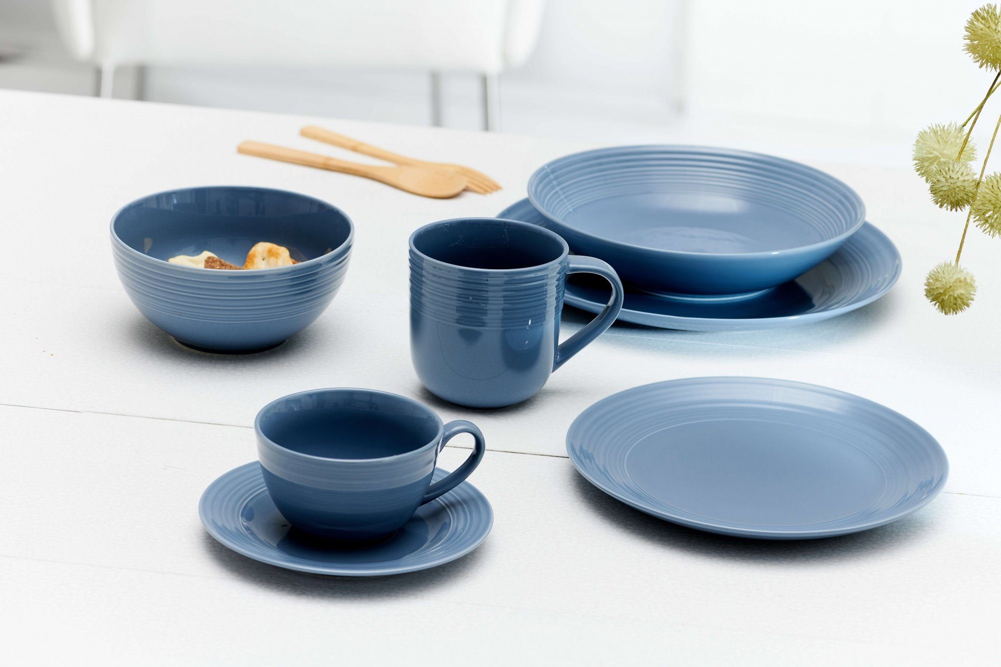 Ritzenhoff & Breker Kaffeeservice Levi blau (18-tlg), 6 Porzellan, Personen