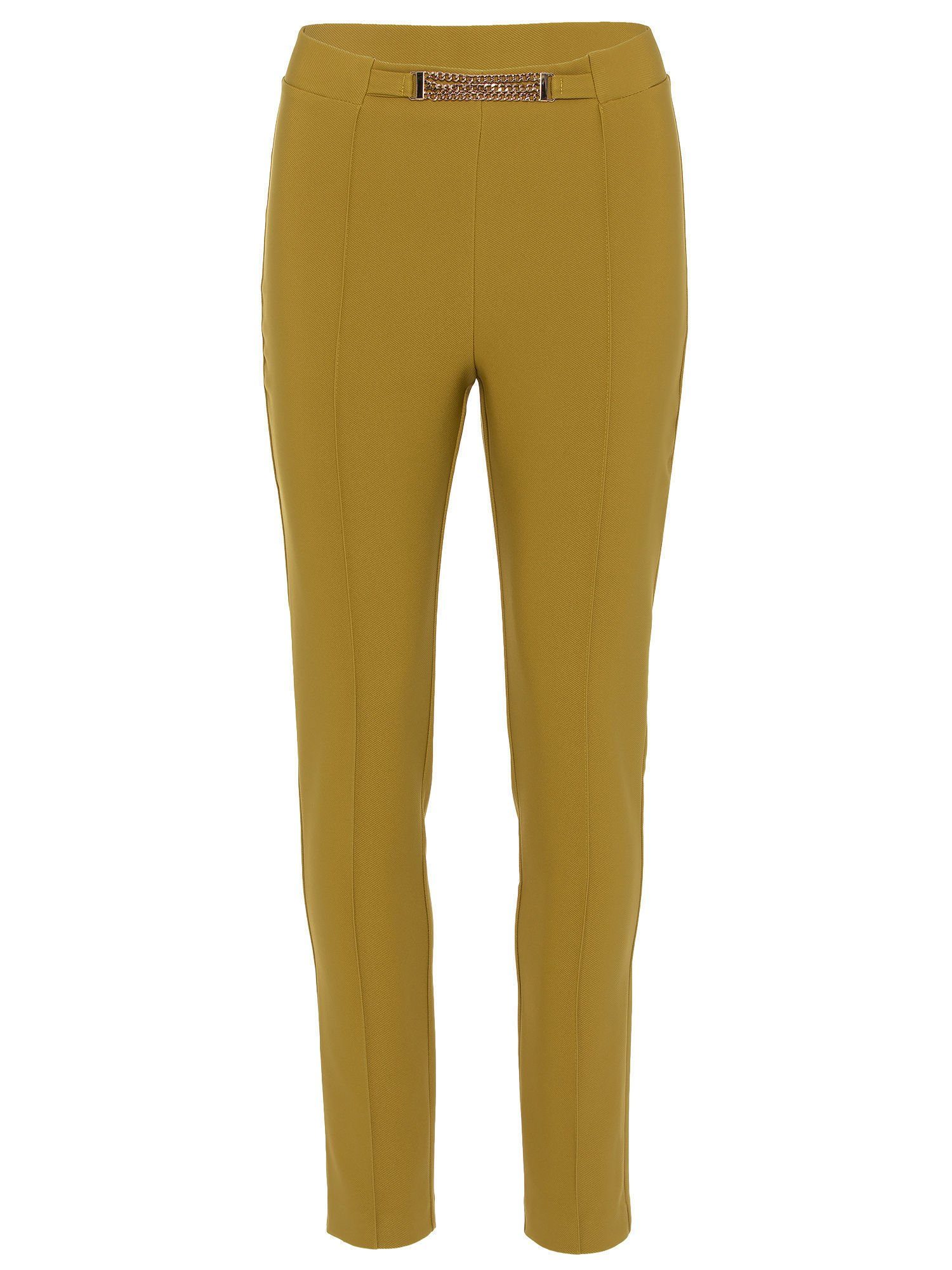 MONACO blue Stoffhose Treggings koerpernah mit Biese und Schmuckkette