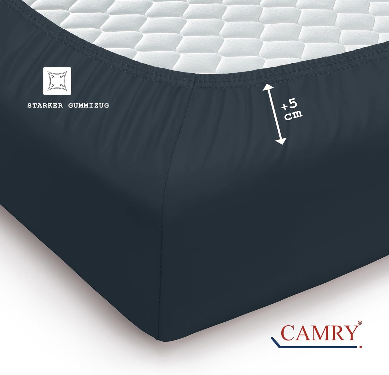 Camry Spannbettlaken CLASSIC Jersey 100% Baumwolle Spannbetttuch atmungsaktiv Gummizug, Jersey Baumwolle, Gummizug: rundum, 100% Baumwolle, alle Matratzenhöhen, – Bild 4 von 5
