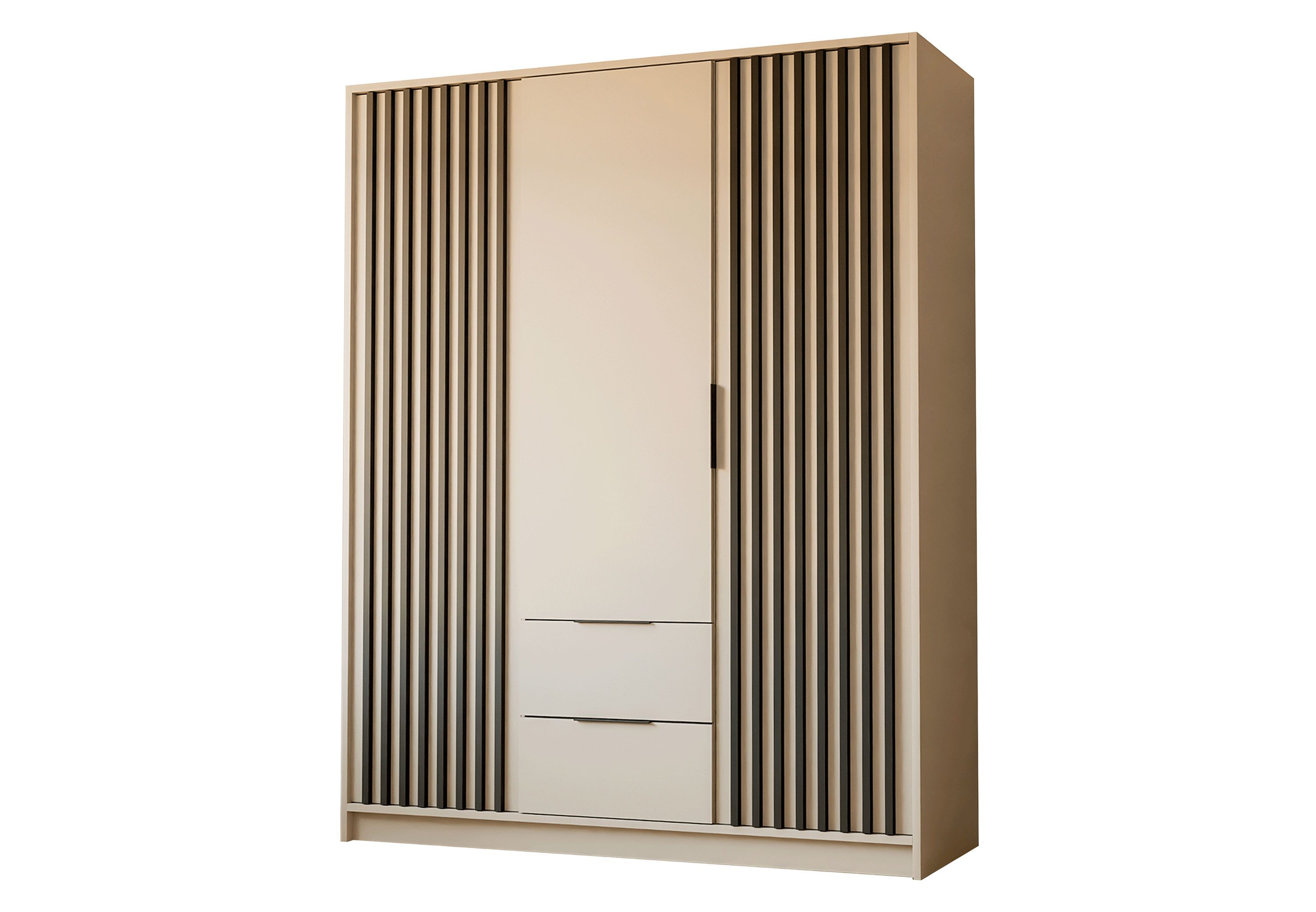 Lookway Kleiderschrank NELA 3D 155 cm Drehtürenschrank mit Lamellen Breite: 155 cm