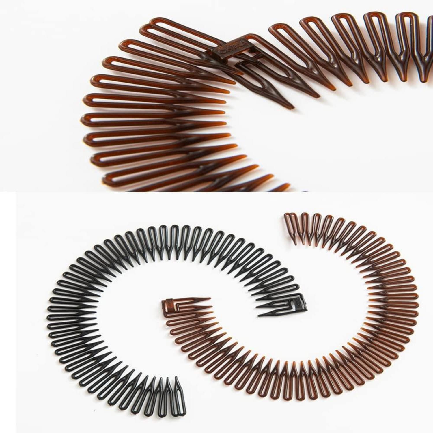LuxusKollektion Haarkamm Stirnband Haarbandhalter Flexibler Kunststoff 2 Stücke Stretchkamm