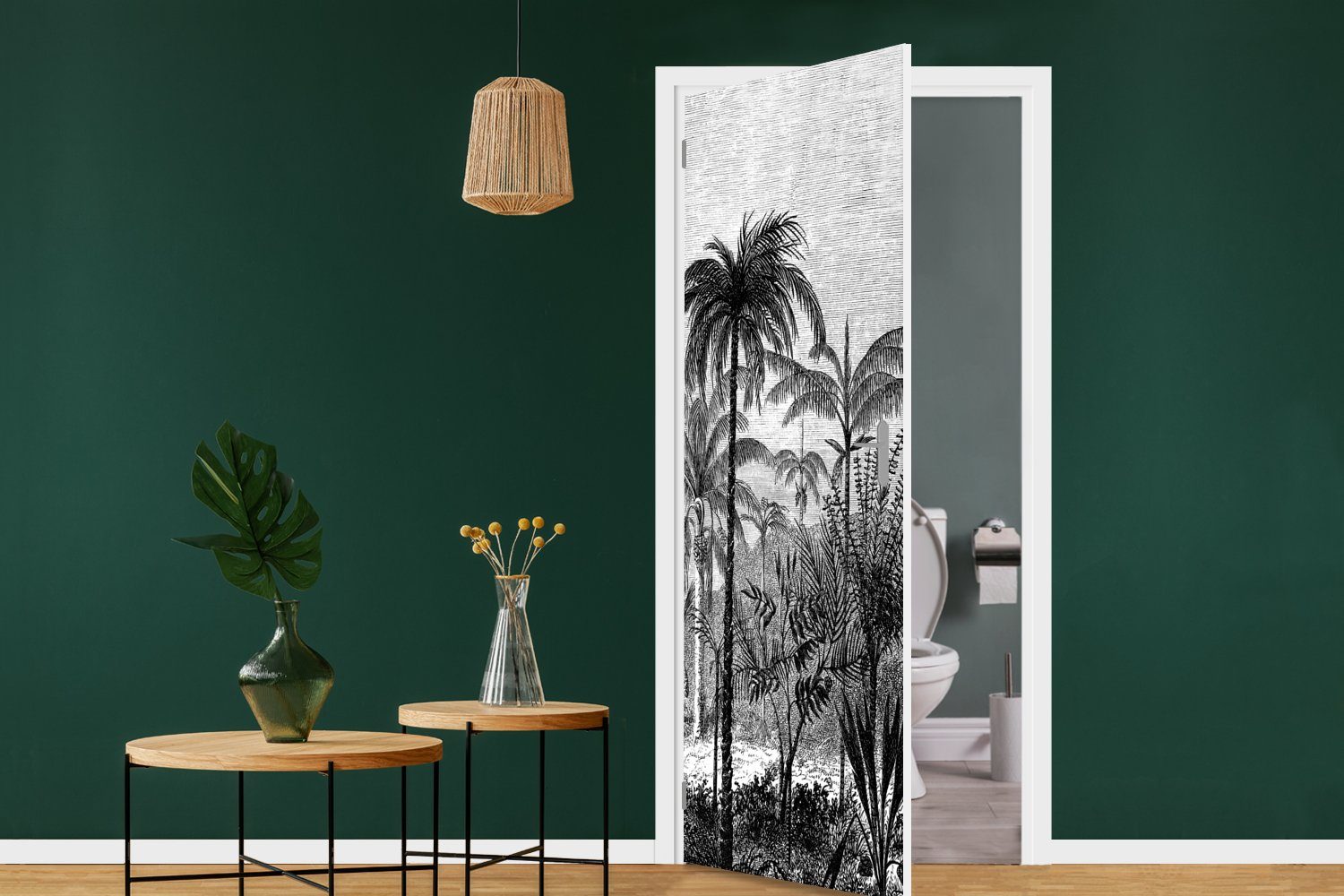 Dschungel, - Türaufkleber, Tür, St), MuchoWow cm Matt, 75x205 Fototapete - Türtapete Baum bedruckt, Design (1 für