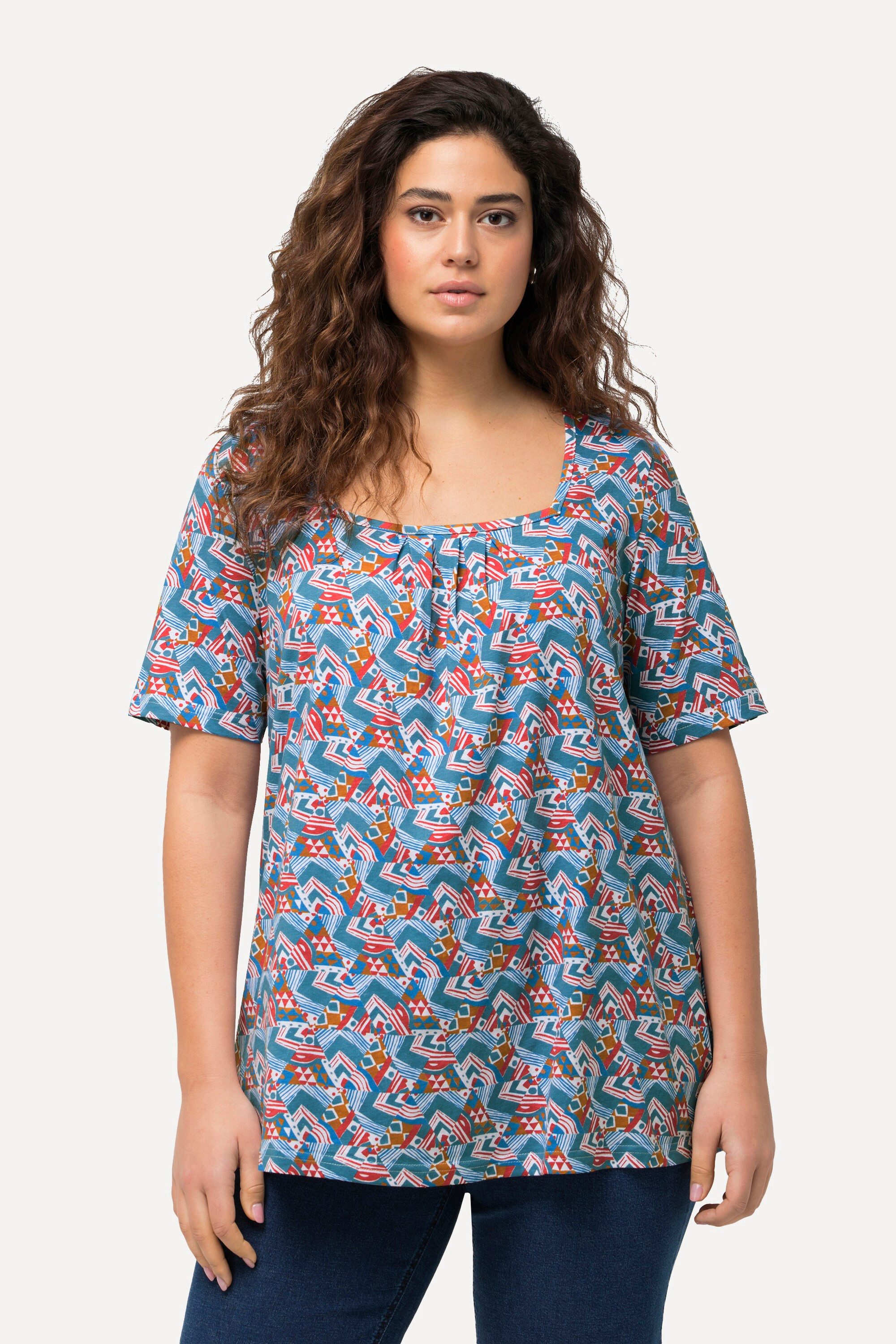 Ulla Popken T-Shirt T-Shirt Zierfalten A-Linie günstig online kaufen