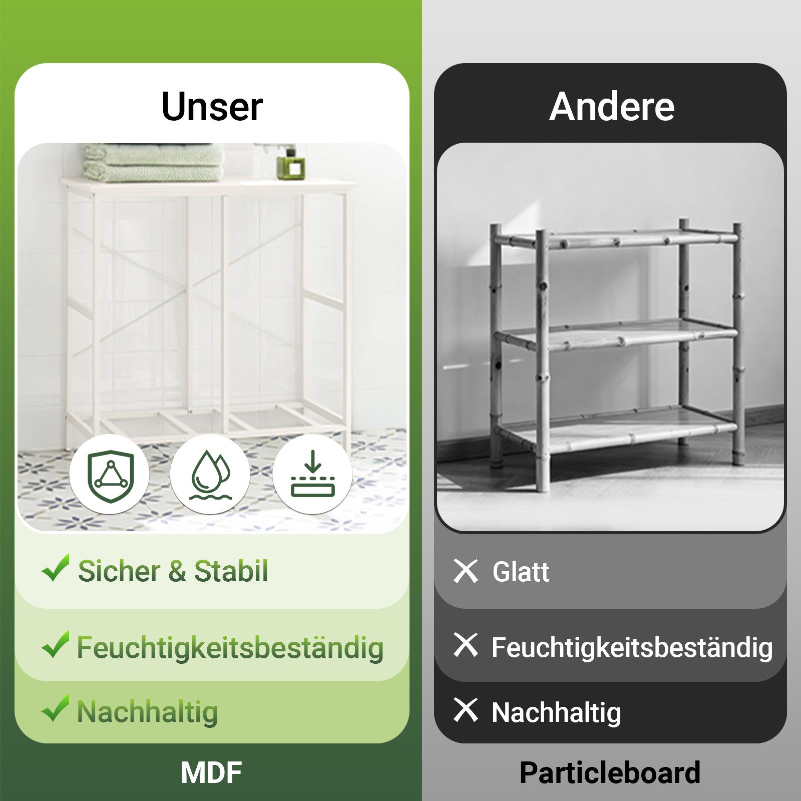 SoBuy Wäscheschrank BZR57, Badkommode Badezimmerschrank Aufbewahrungsschrank mit 2 abnehmbaren Wäschesäcken Wäschetruhe Wäschesammler Badschrank – Bild 5 von 5
